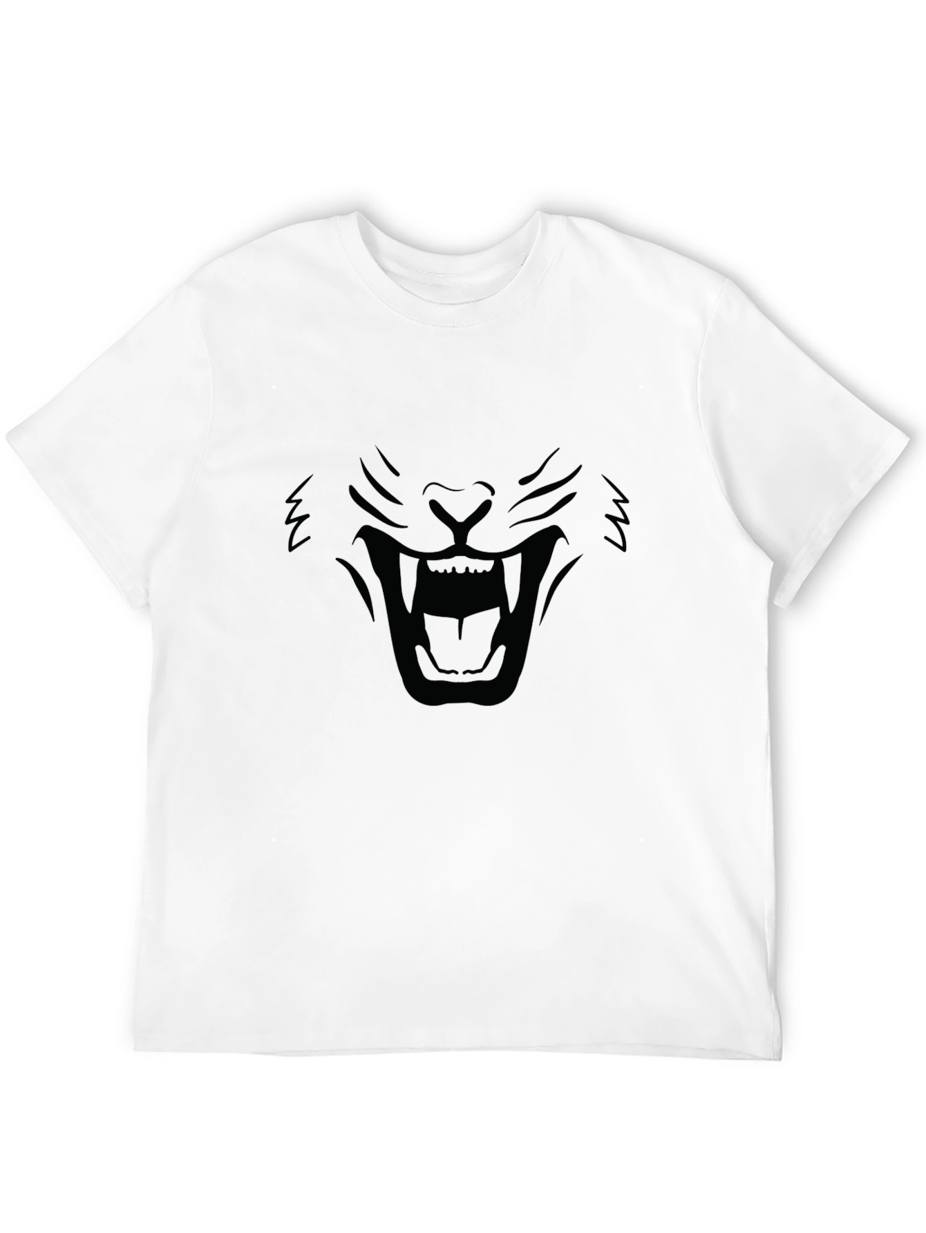 Black T-Shirt - Roaring Lion Face Design