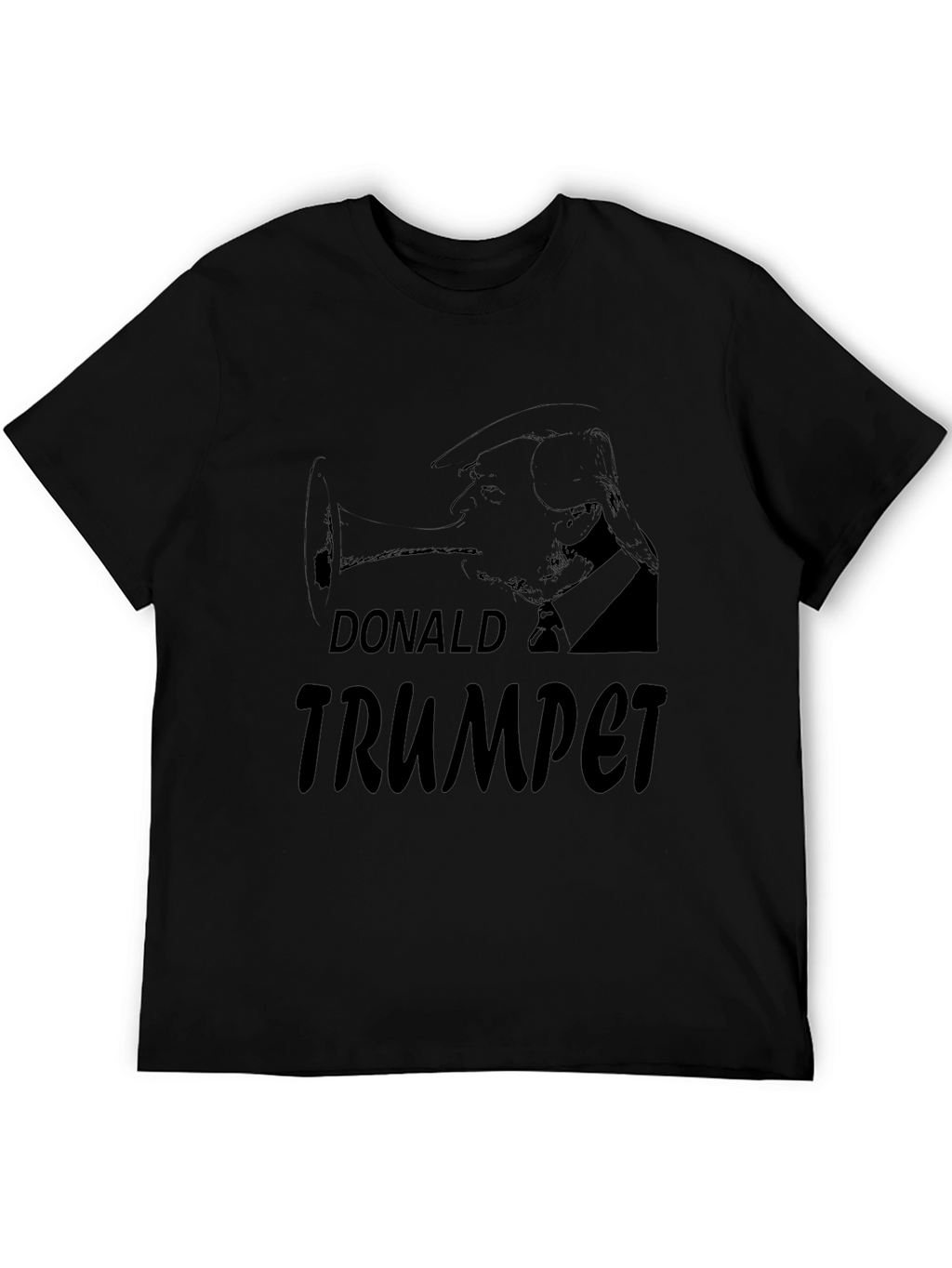 Donald Trumpet Graphic Tee - Black Cotton
