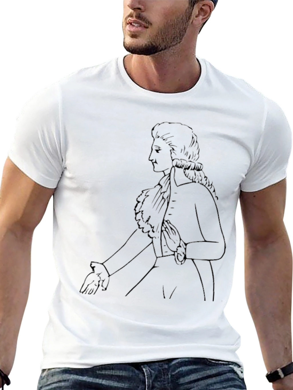 Classical Portrait Graphic Tee - Black