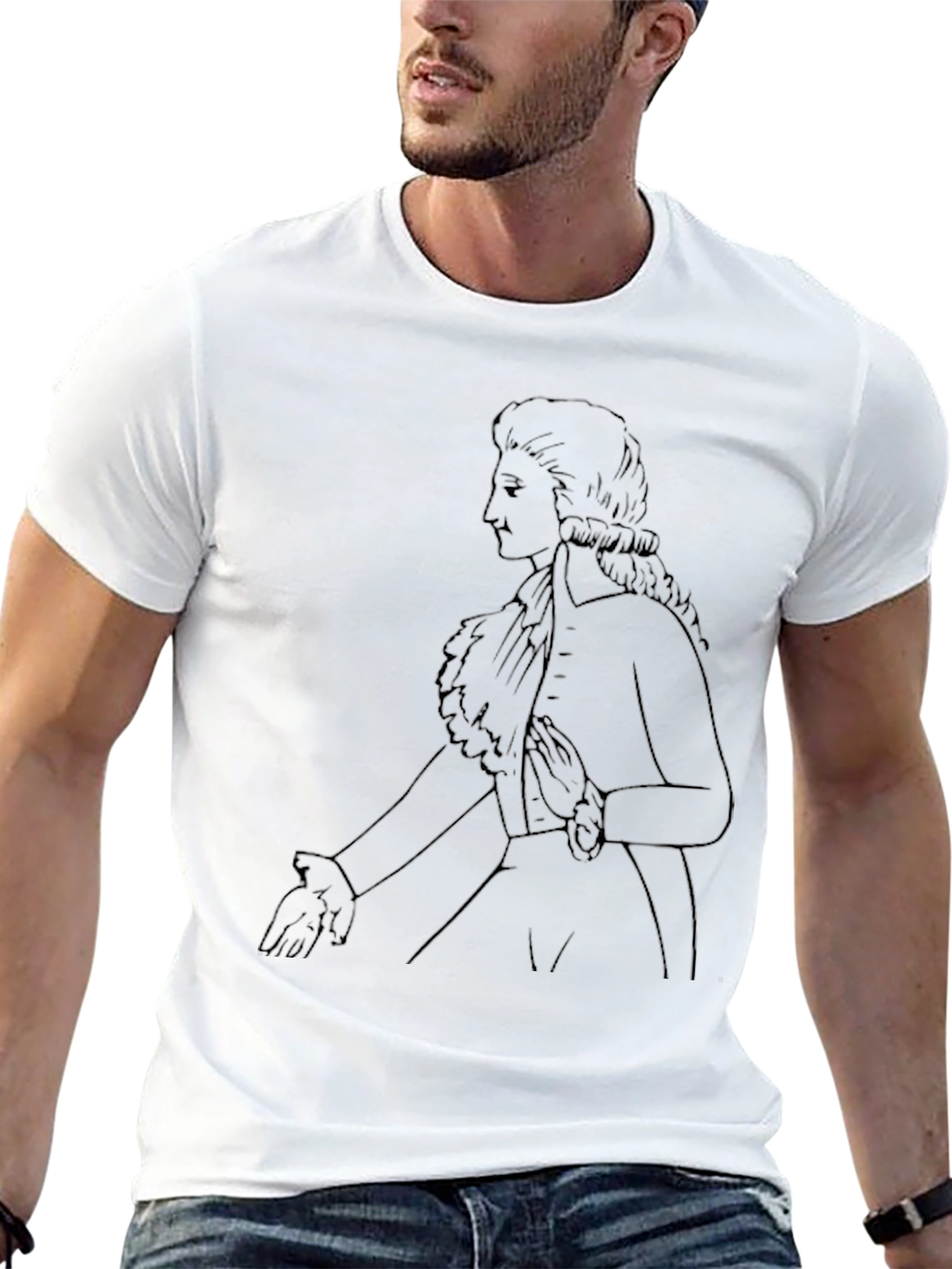 Classical Portrait Graphic Tee - Black