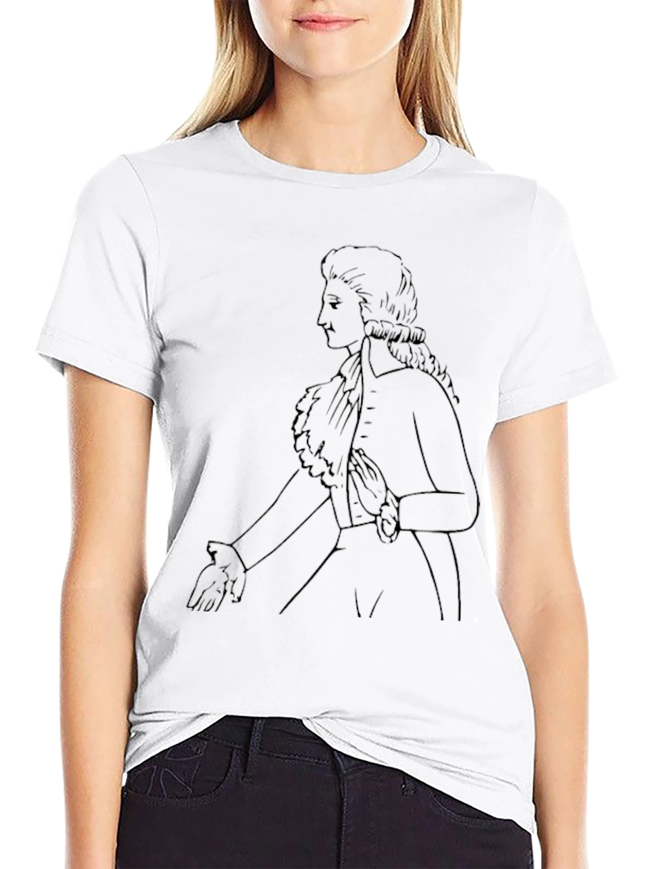 Classical Portrait Graphic Tee - Black