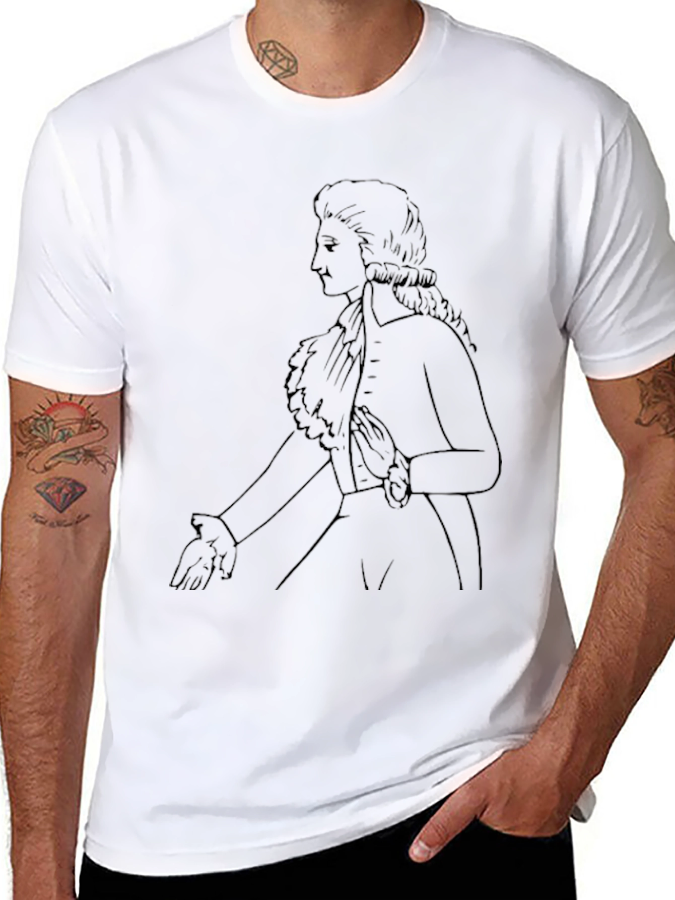 Classical Portrait Graphic Tee - Black