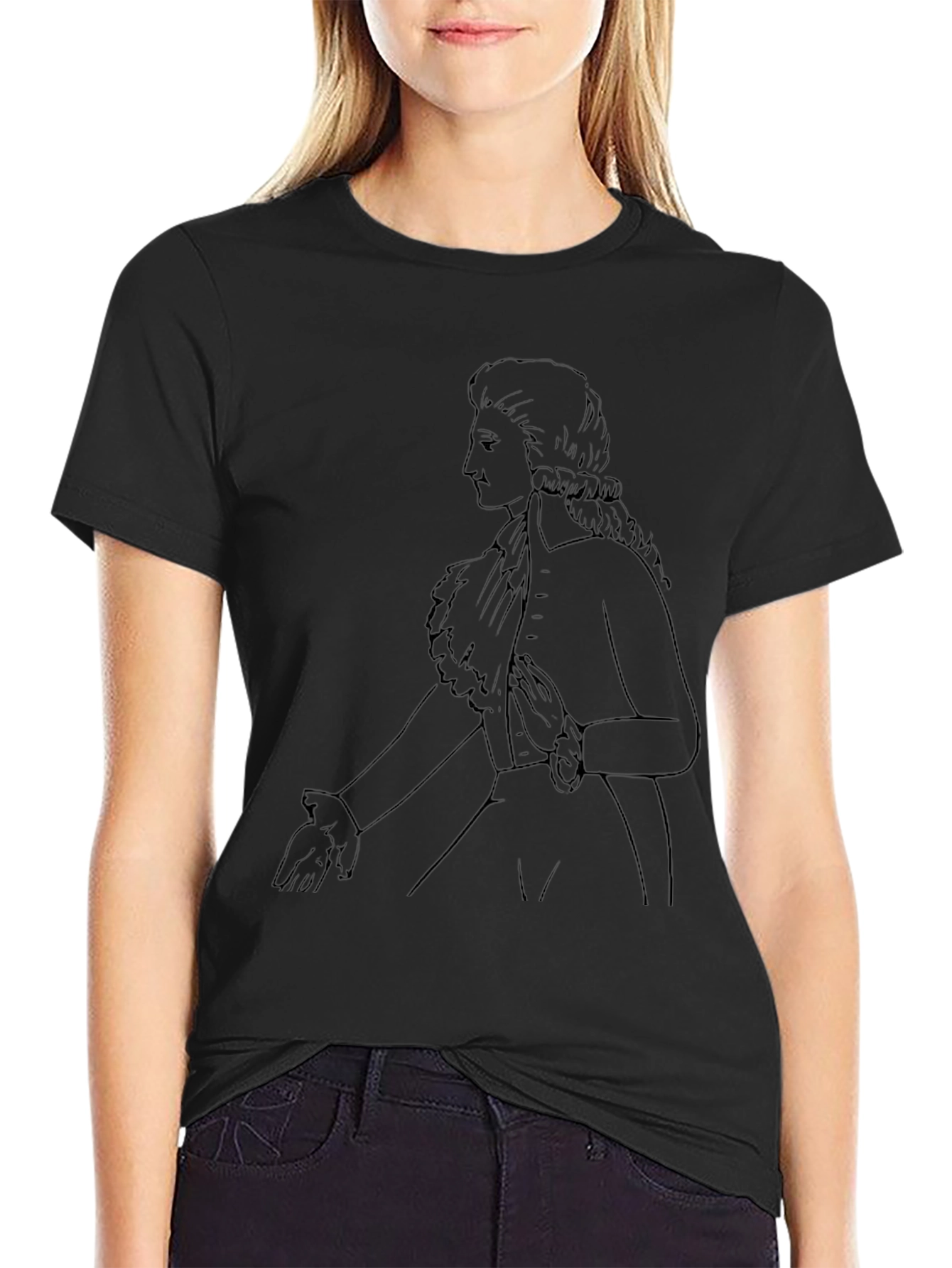 Classical Portrait Graphic Tee - Black
