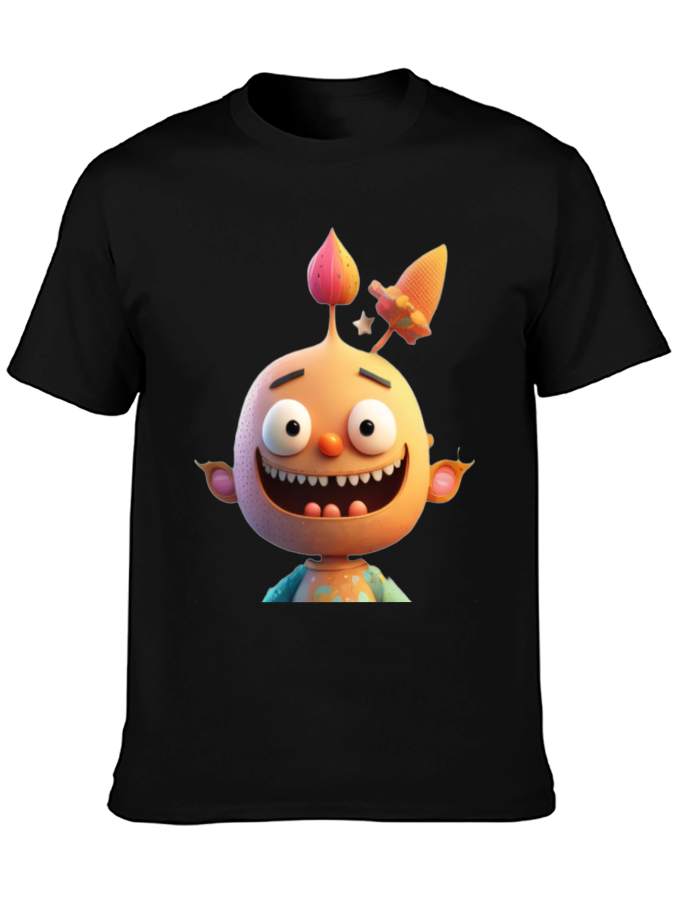 Cartoon Character Graphic Tee - Mens Black T-Shirt