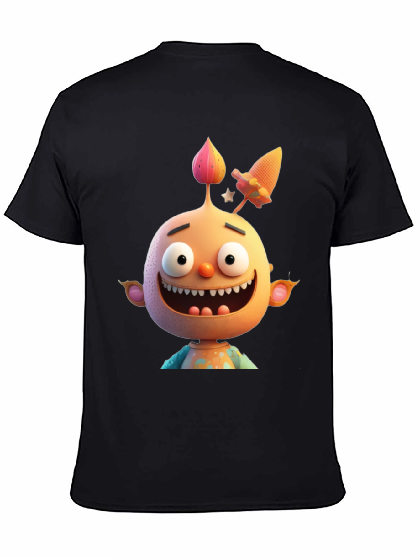 Cartoon Character Graphic Tee - Mens Black T-Shirt