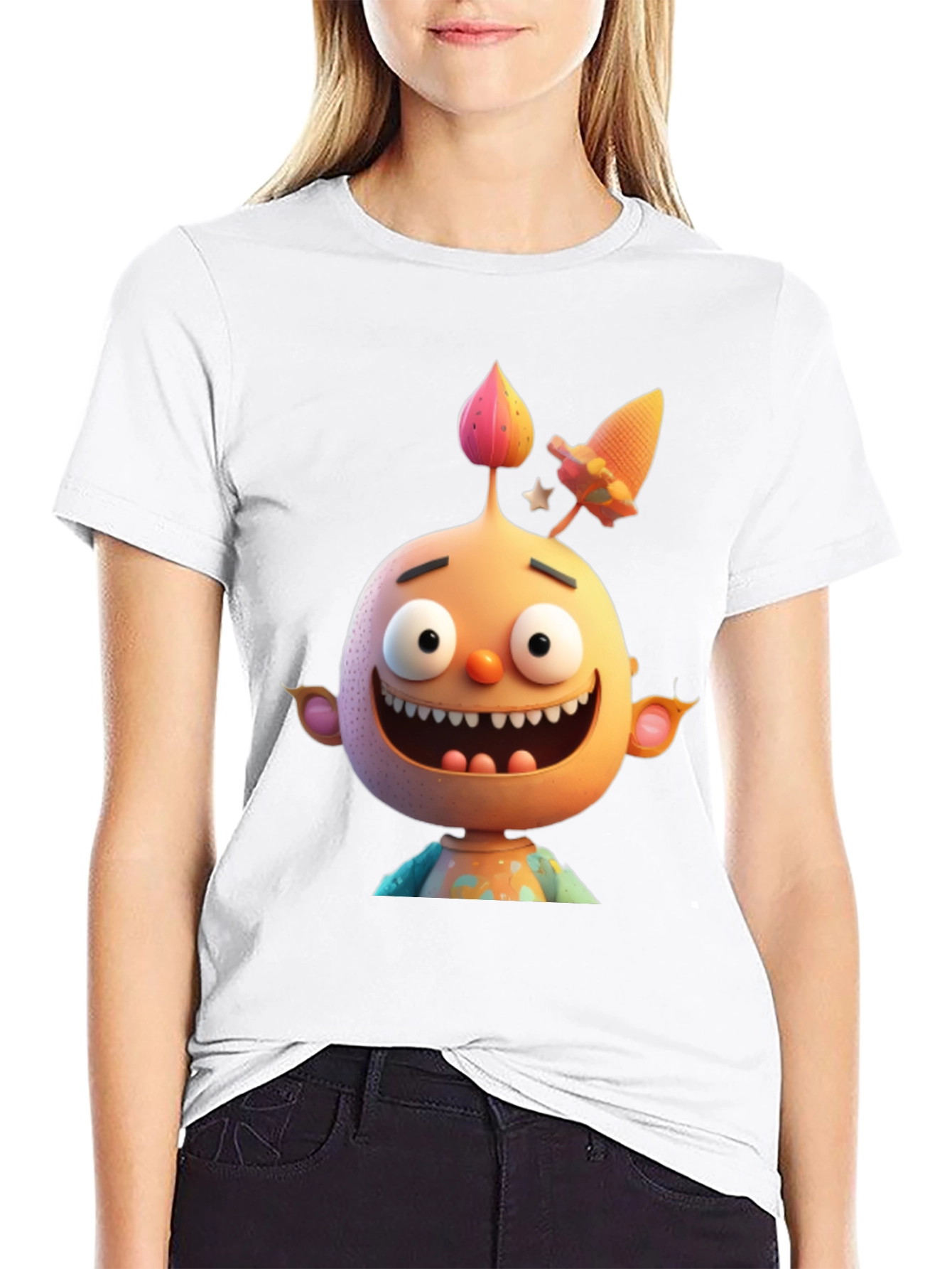 Cartoon Character Graphic Tee - Mens Black T-Shirt