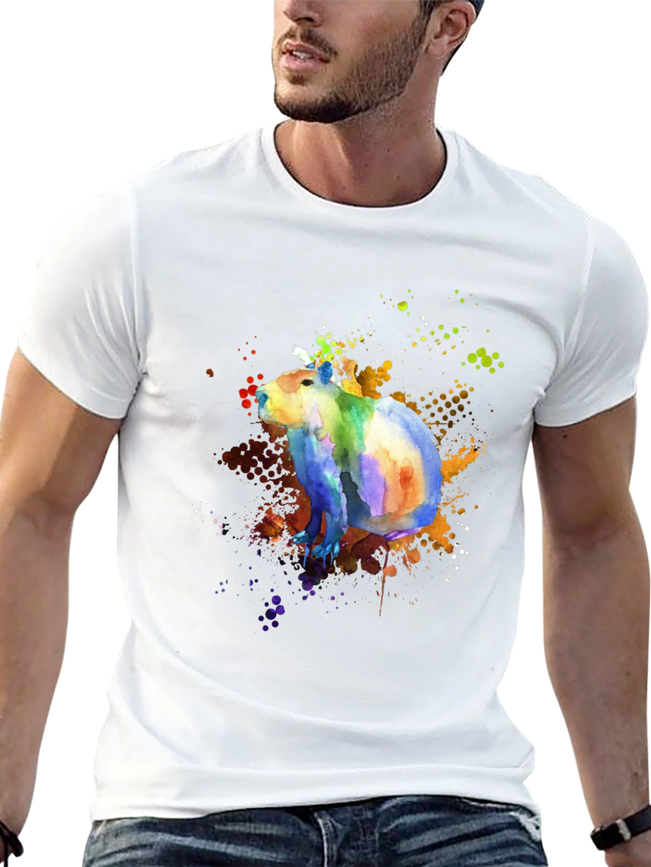Colorful Capybara Watercolor Graphic T-Shirt