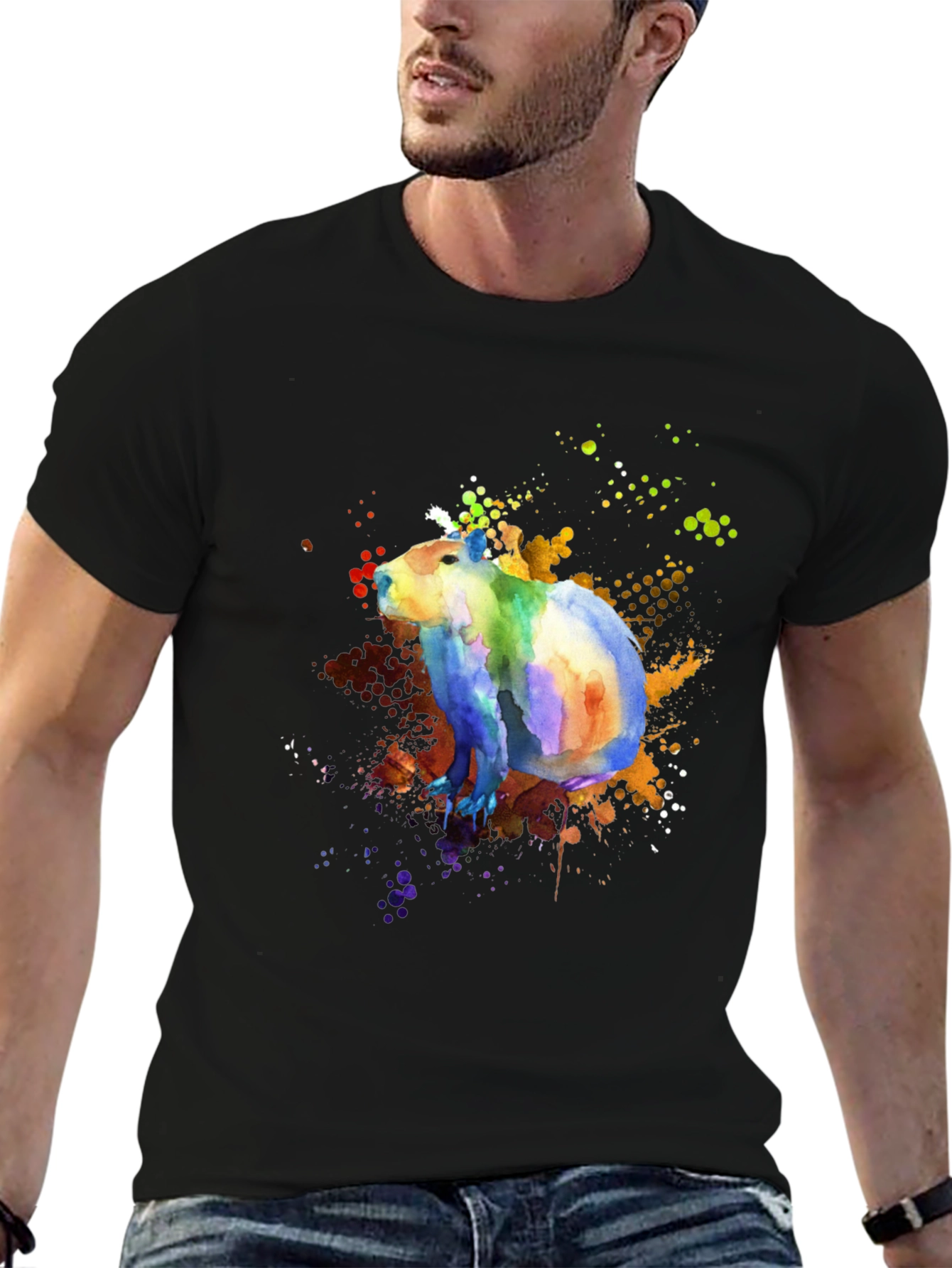 Colorful Capybara Watercolor Graphic T-Shirt