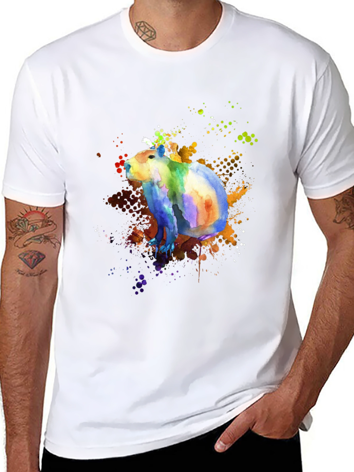 Colorful Capybara Watercolor Graphic T-Shirt