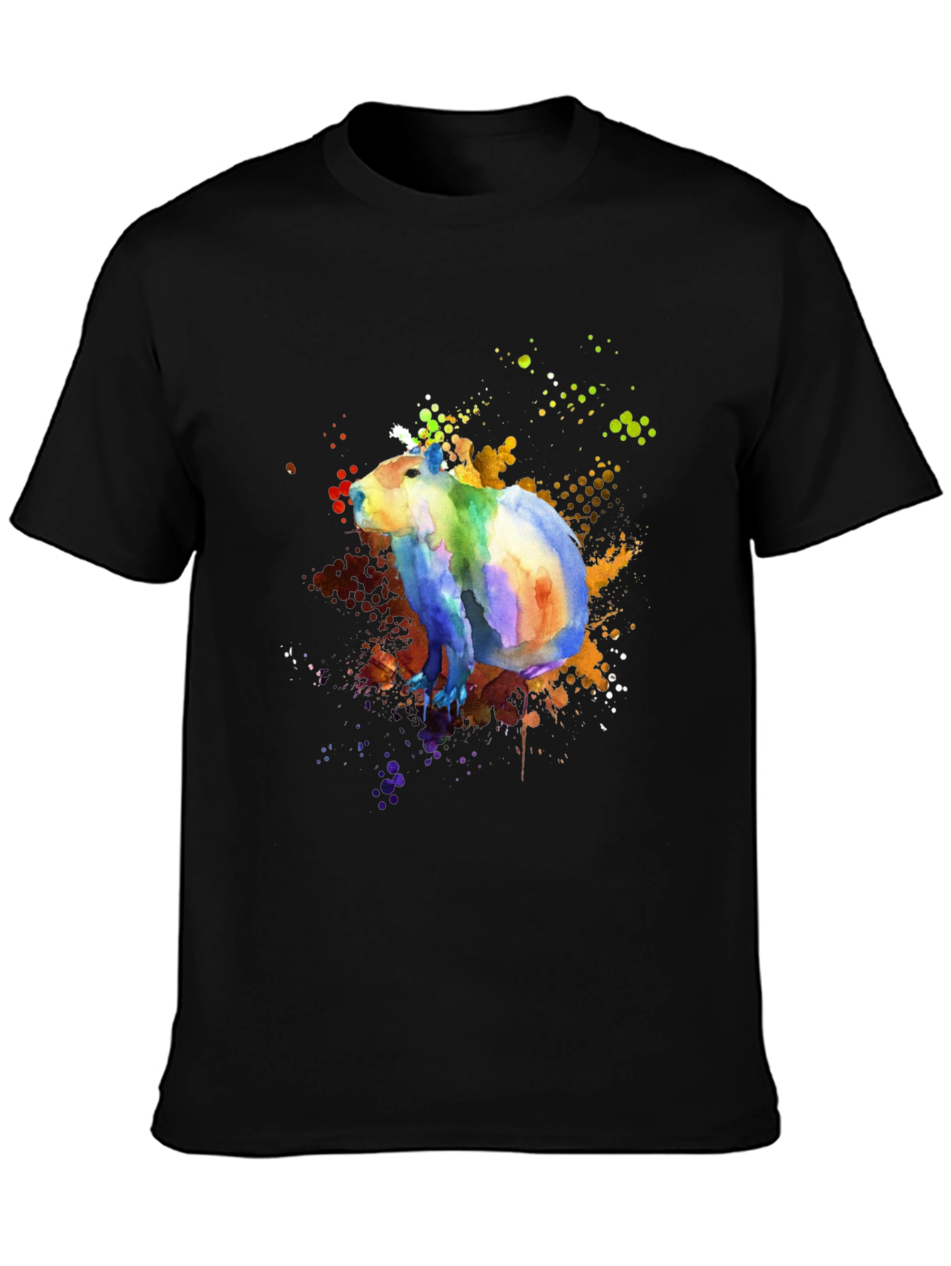 Colorful Capybara Watercolor Graphic T-Shirt