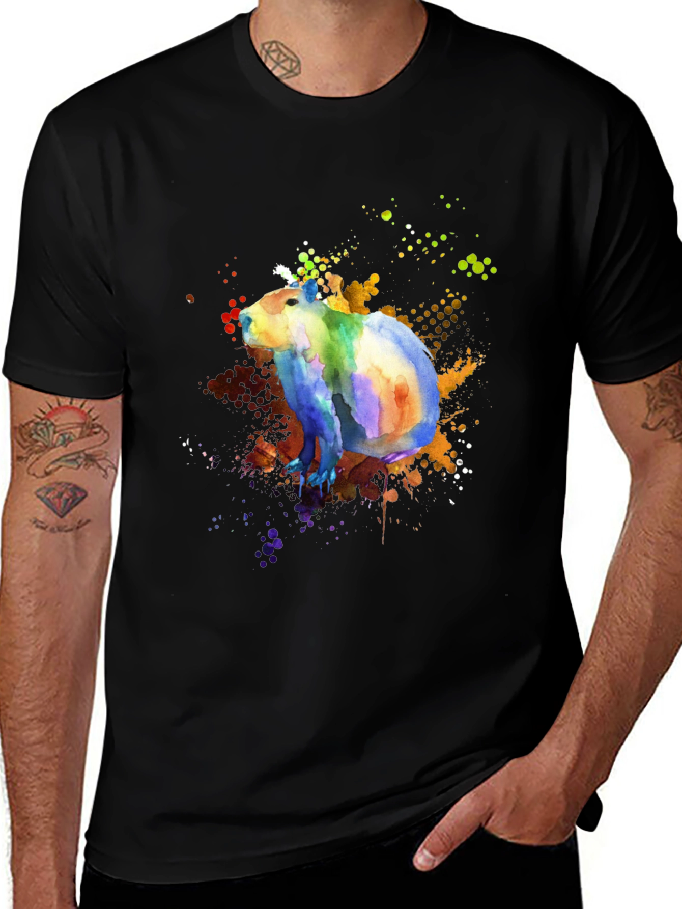 Colorful Capybara Watercolor Graphic T-Shirt