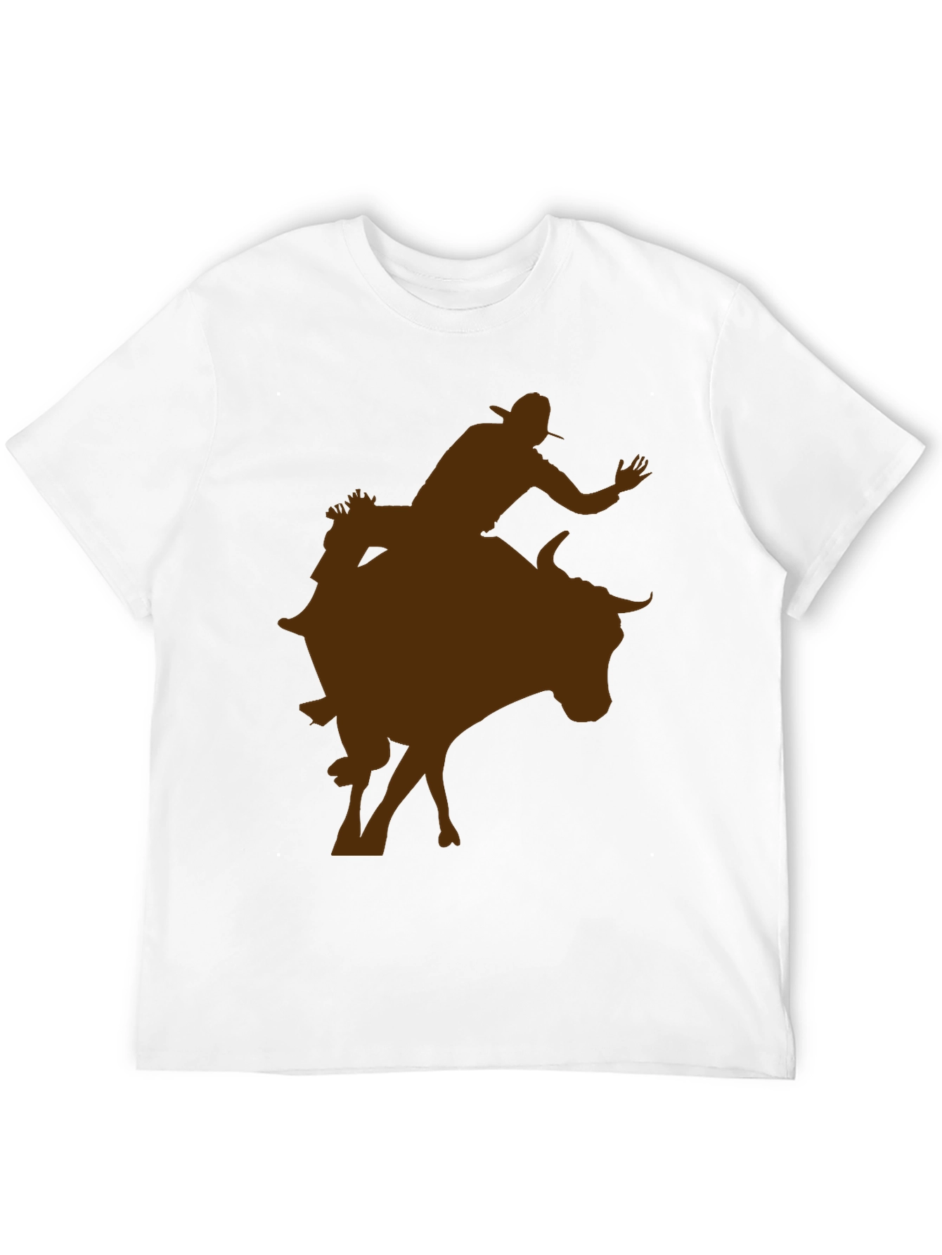 Cowboy Riding Bull Silhouette Tee - Black