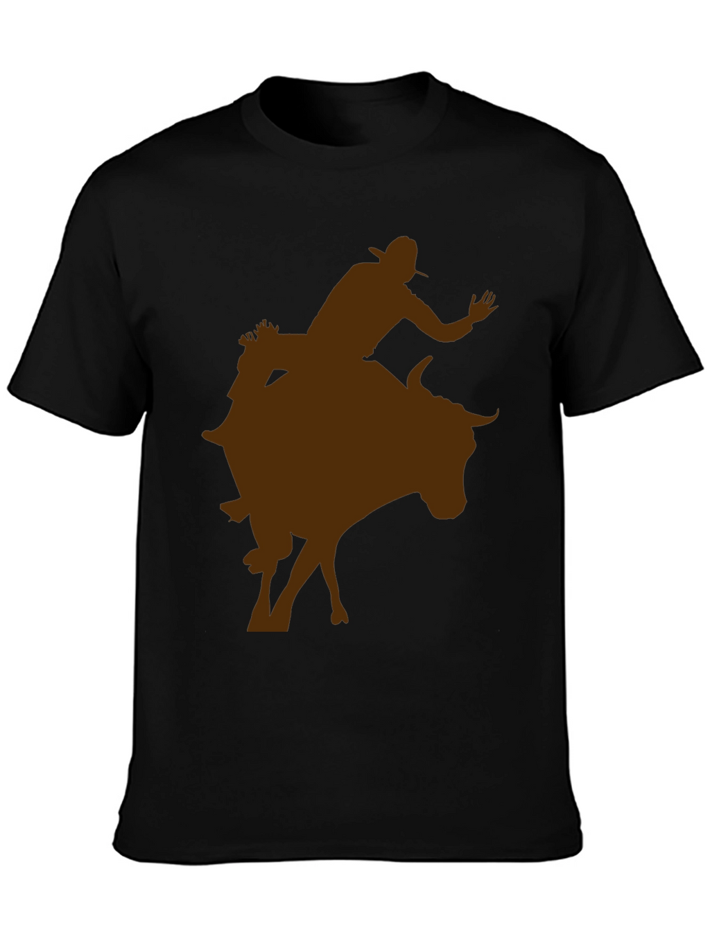 Cowboy Riding Bull Silhouette Tee - Black
