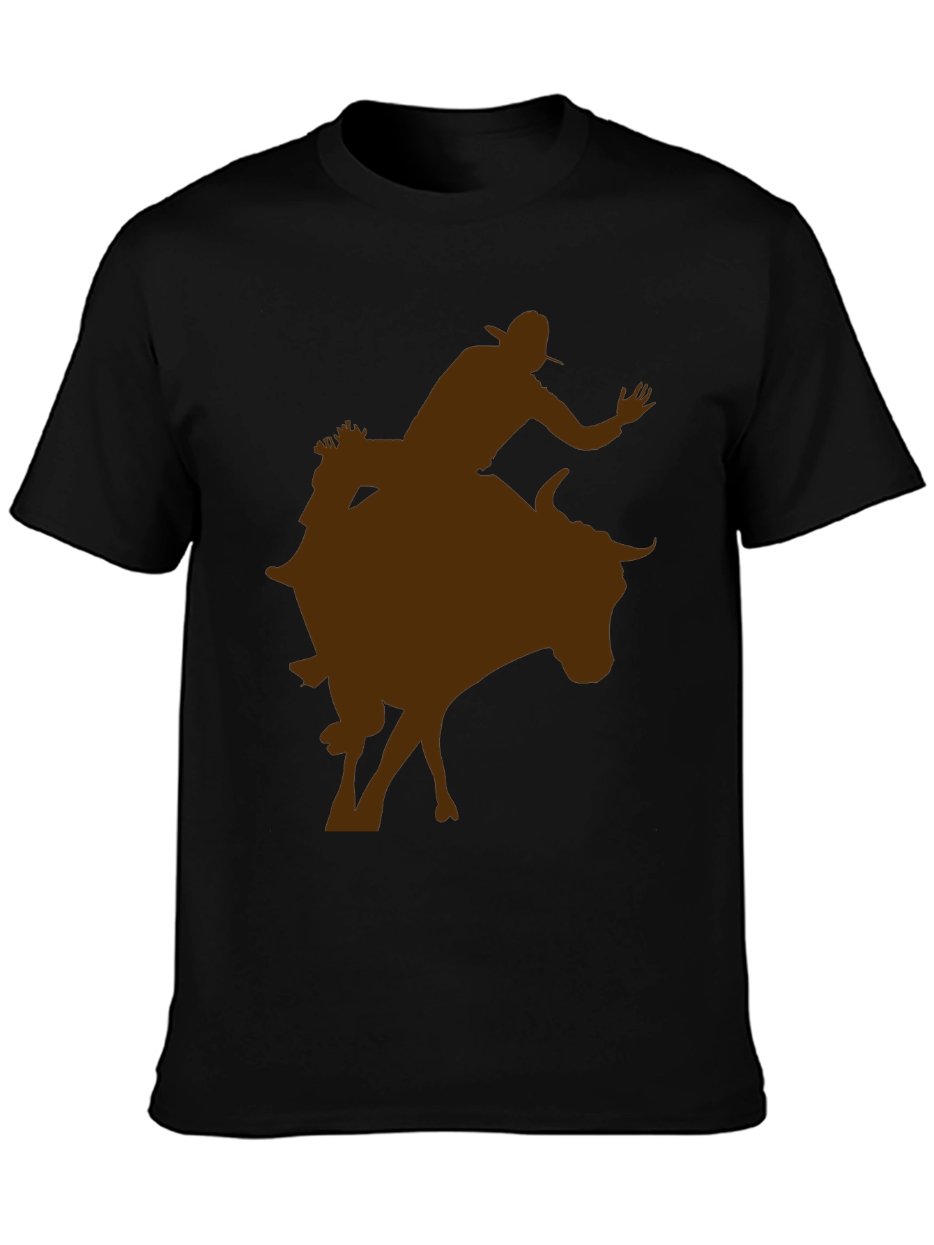 Cowboy Riding Bull Silhouette Tee - Black