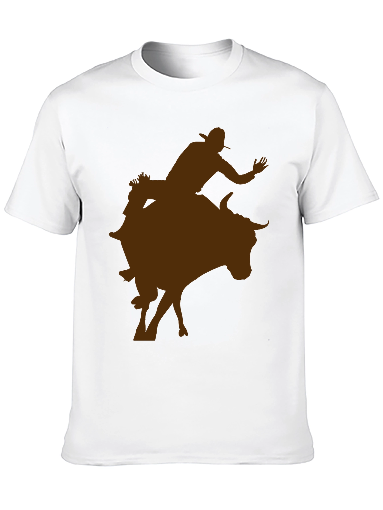 Cowboy Riding Bull Silhouette Tee - Black