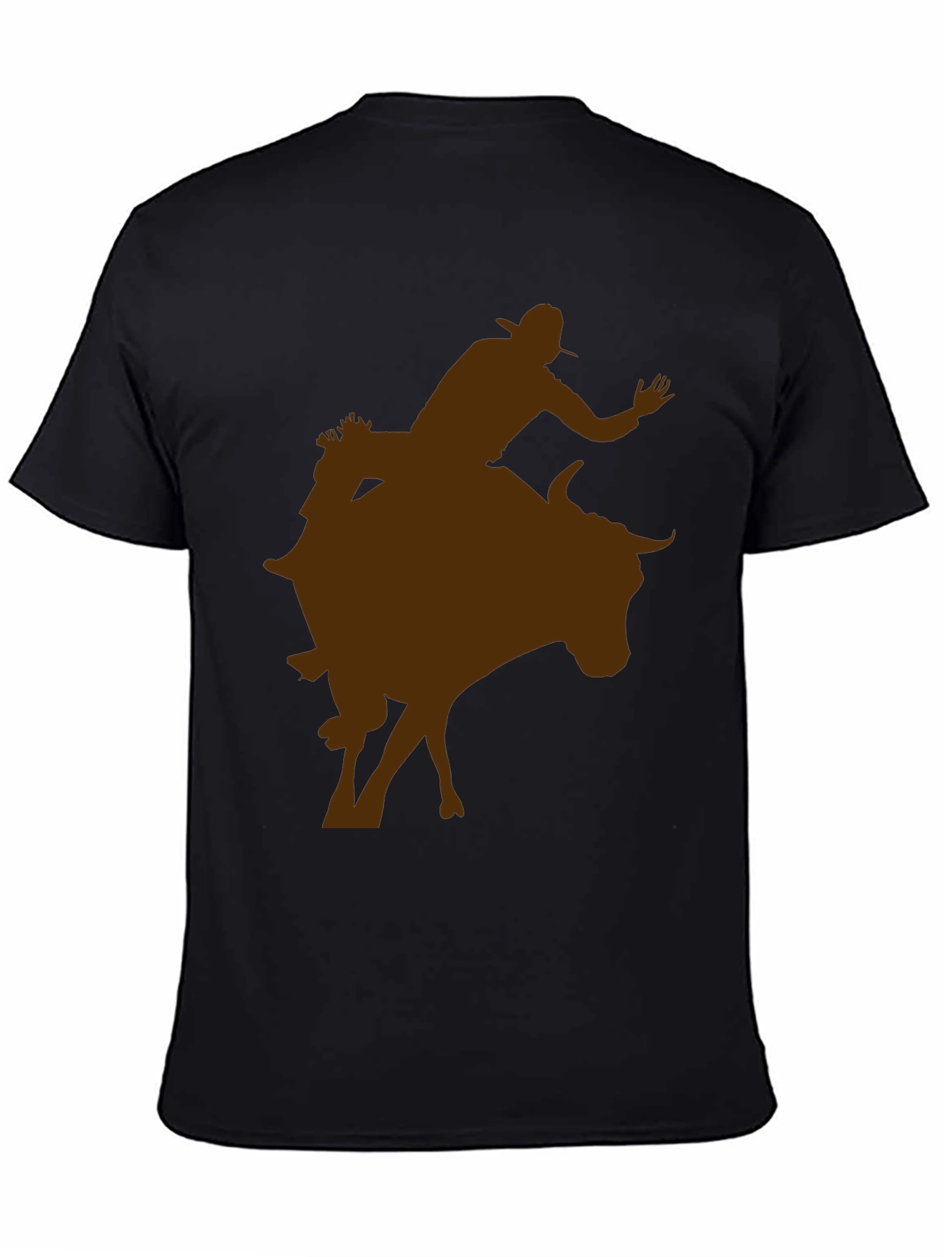Cowboy Riding Bull Silhouette Tee - Black