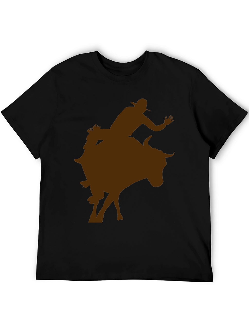 Cowboy Riding Bull Silhouette Tee - Black