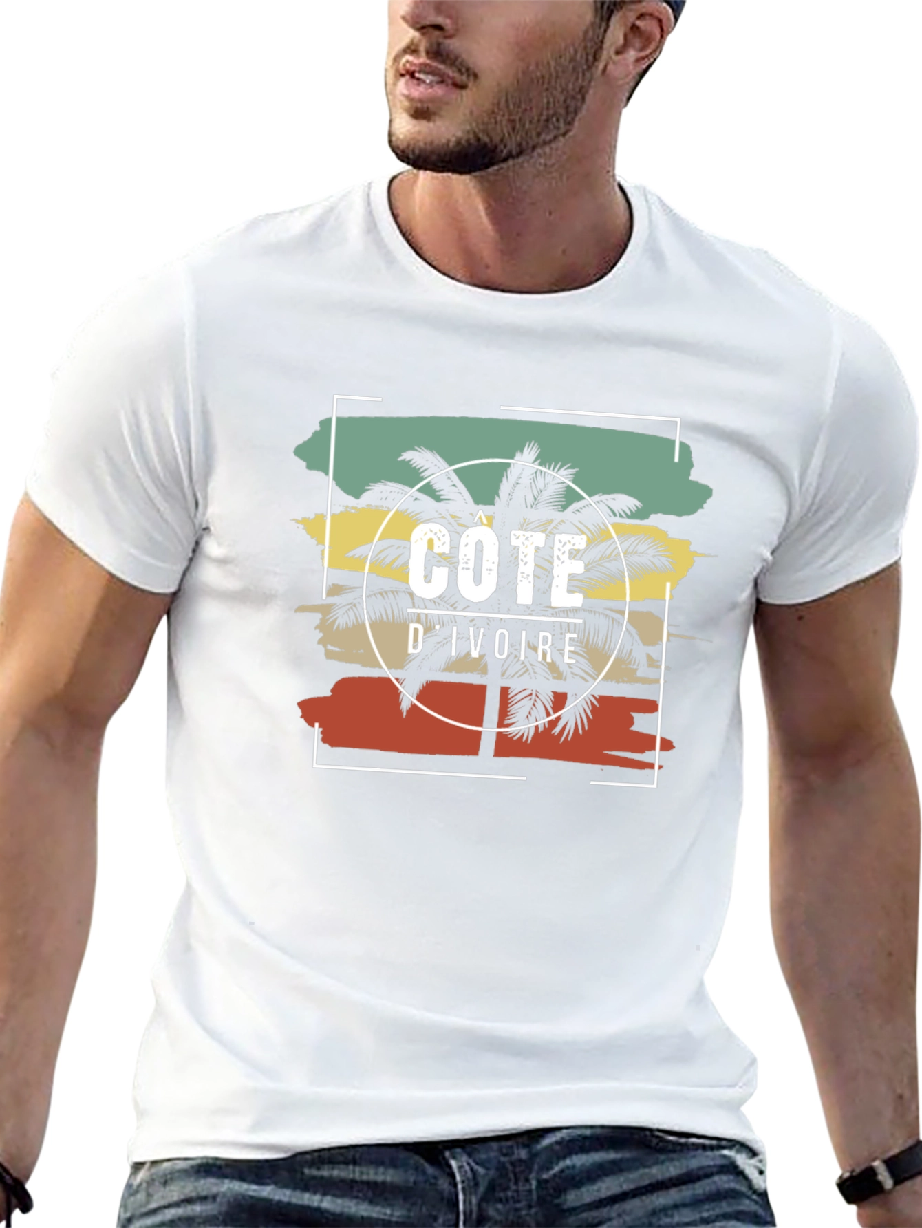 Côte dIvoire Palm T-Shirt - Retro Vintage Style