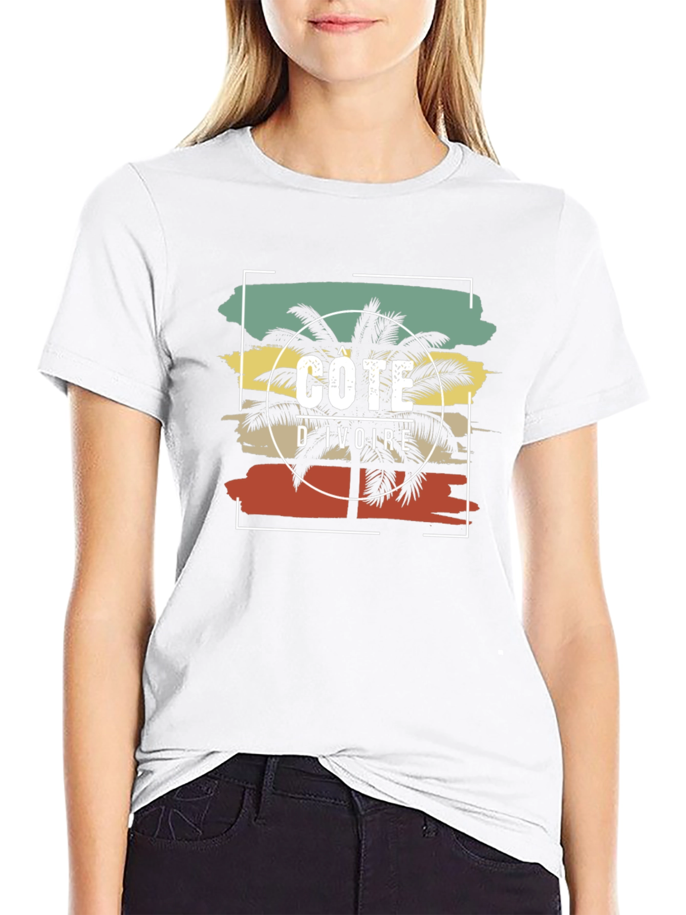 Côte dIvoire Palm T-Shirt - Retro Vintage Style