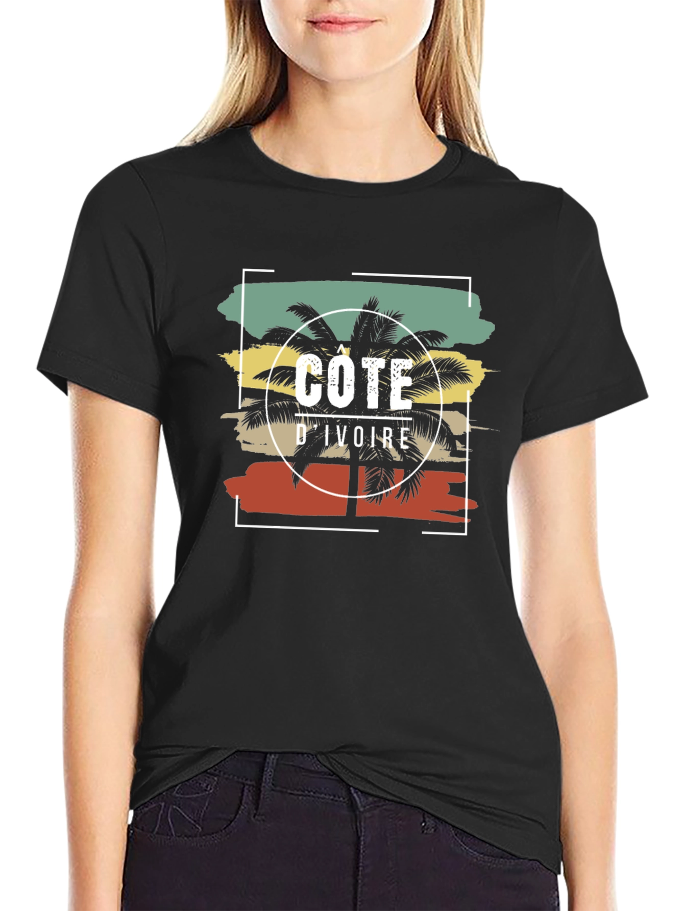 Côte dIvoire Palm T-Shirt - Retro Vintage Style
