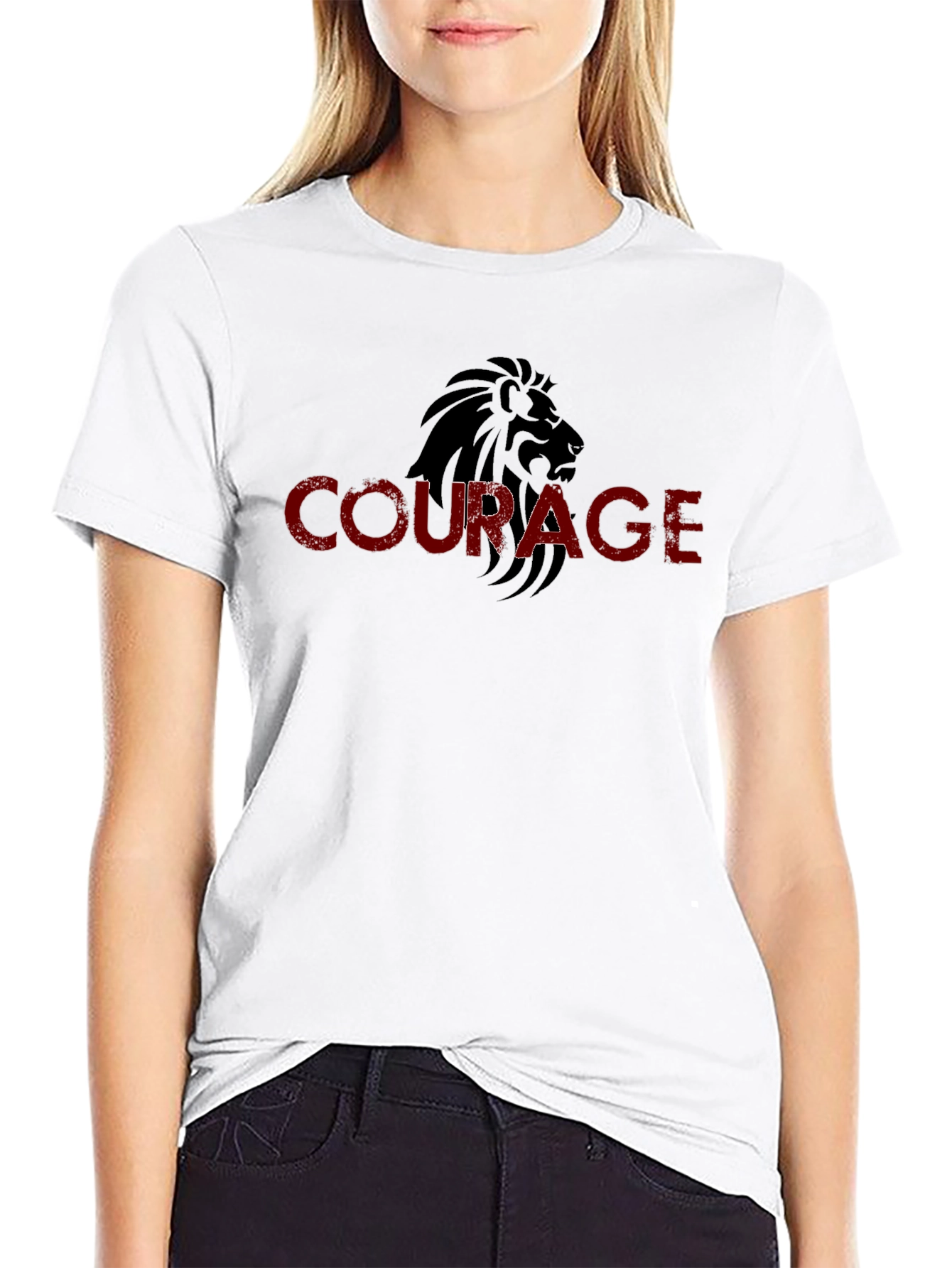 Courage Lion Graphic Black T-Shirt