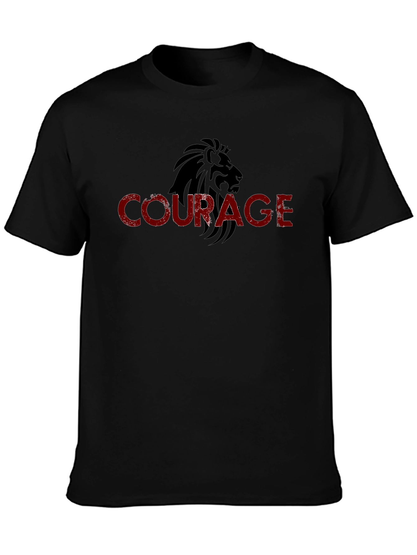 Courage Lion Graphic Black T-Shirt