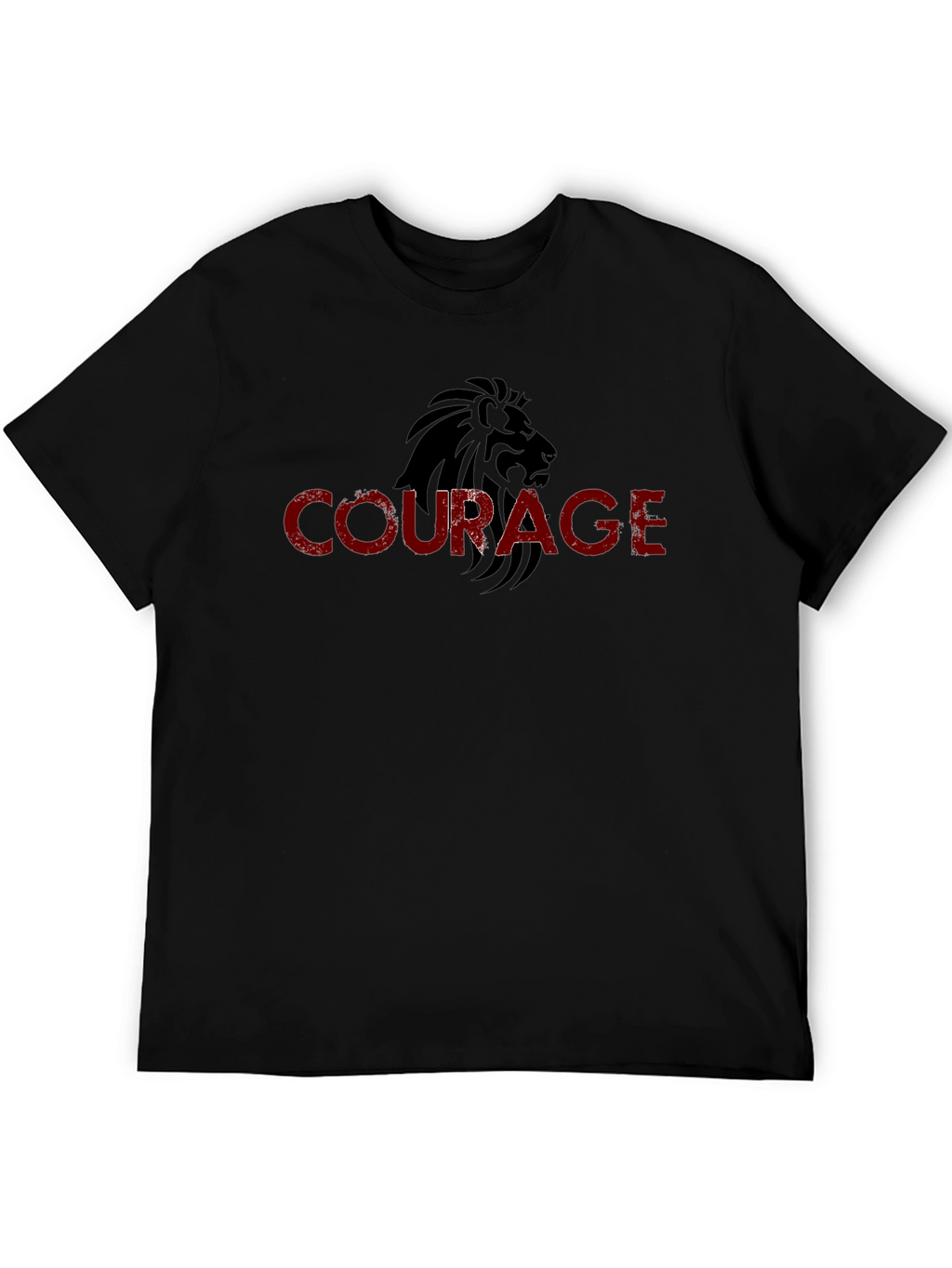 Courage Lion Graphic Black T-Shirt