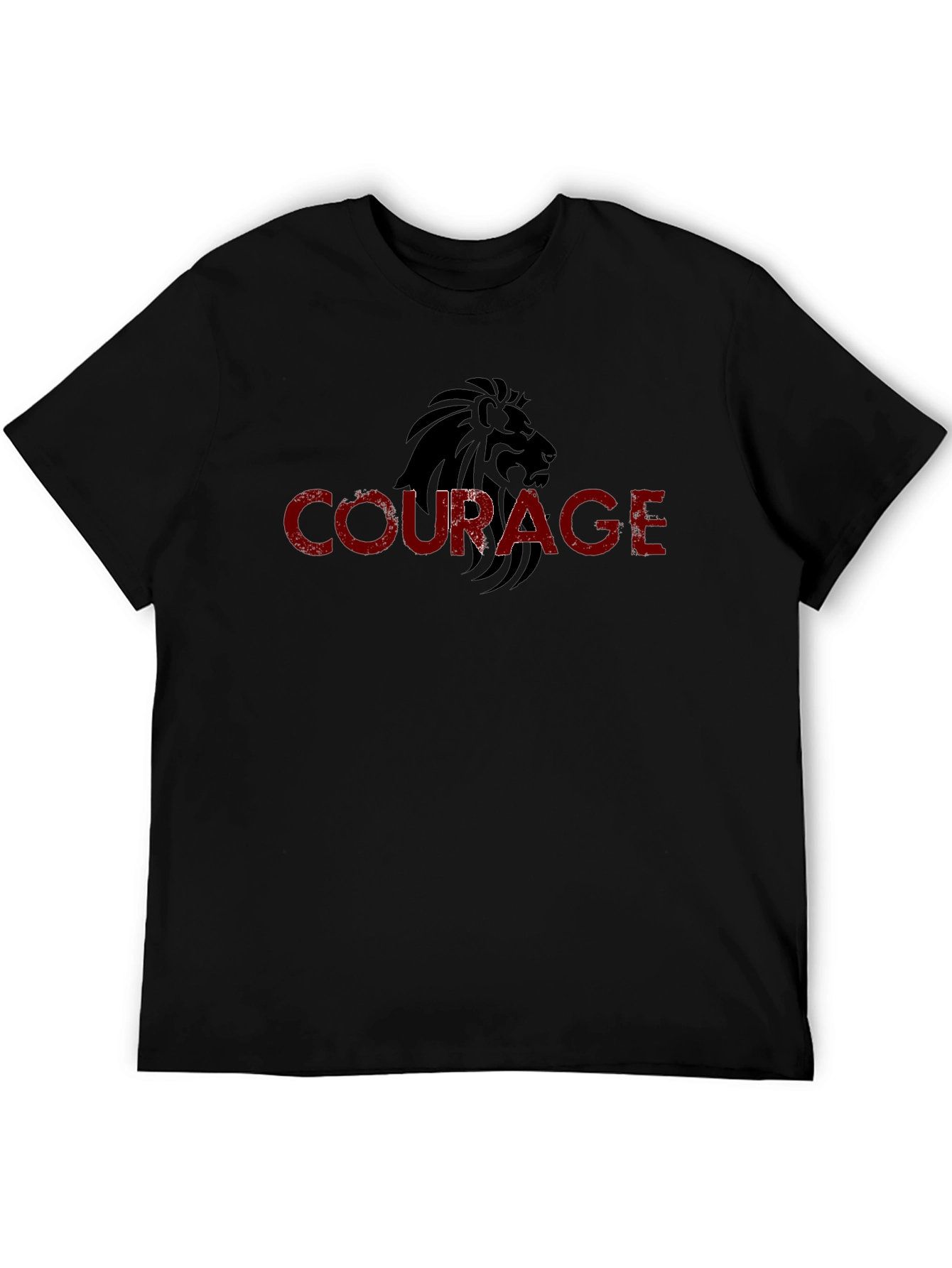 Courage Lion Graphic Black T-Shirt