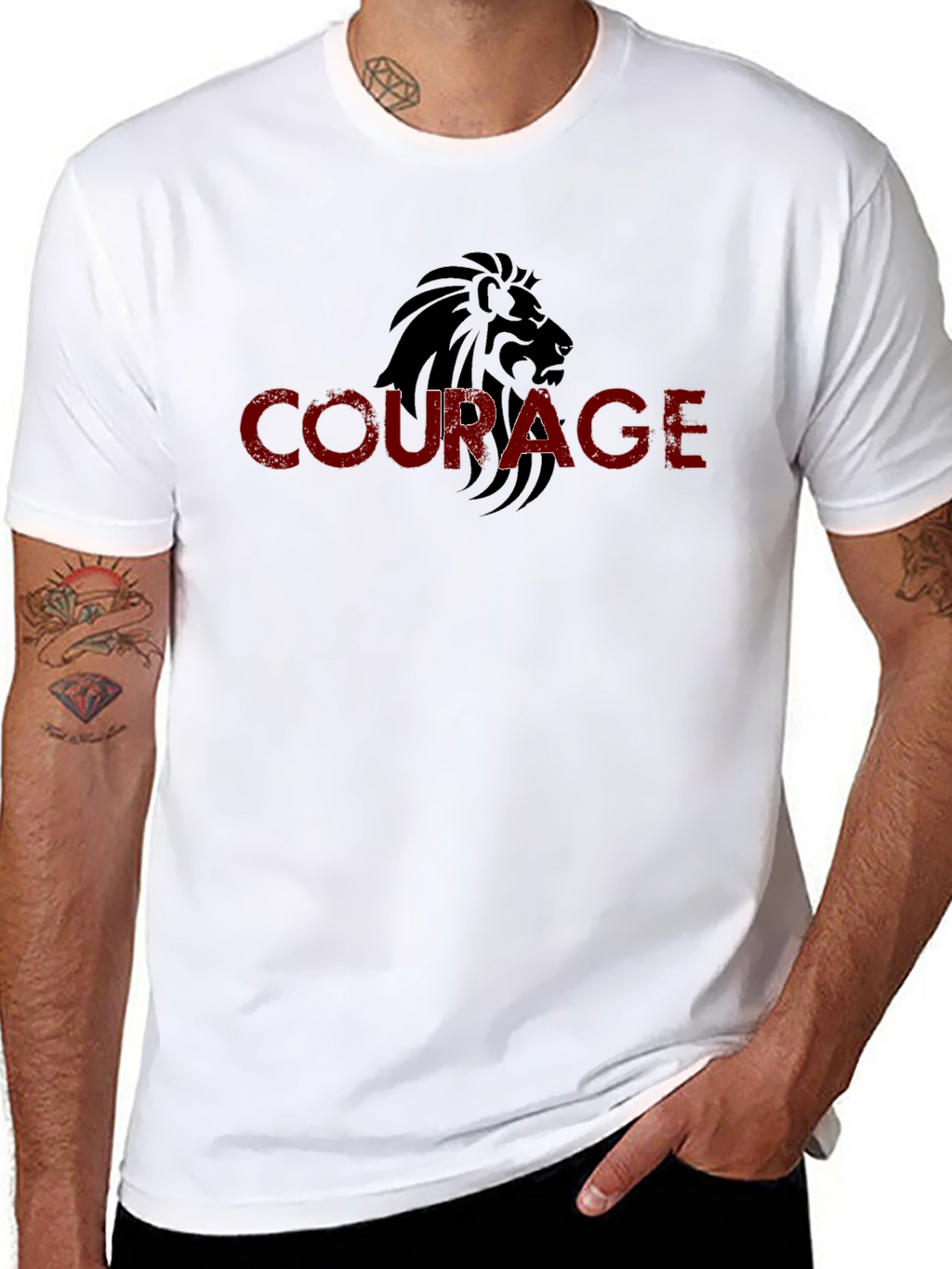 Courage Lion Graphic Black T-Shirt