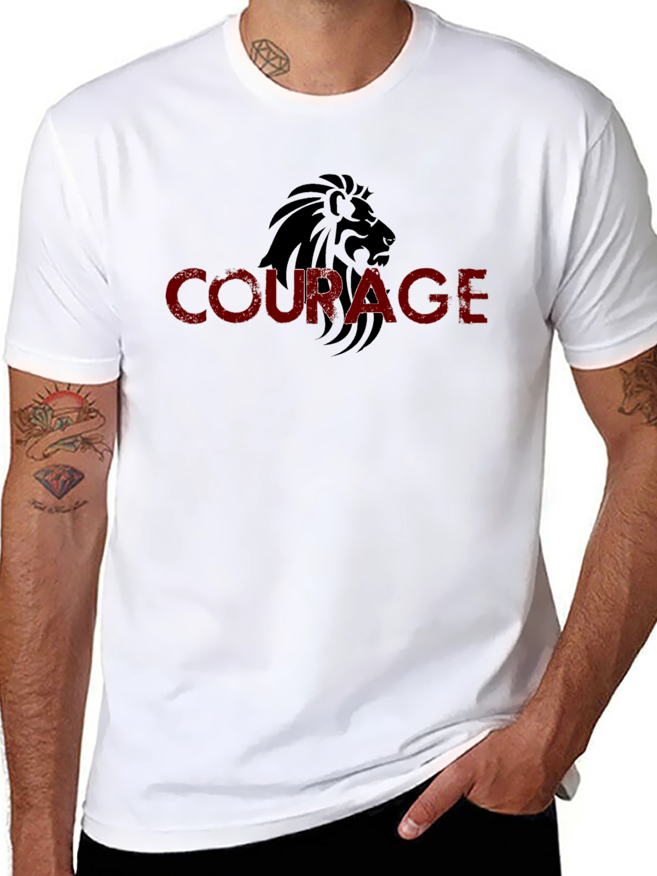 Courage Lion Graphic Black T-Shirt