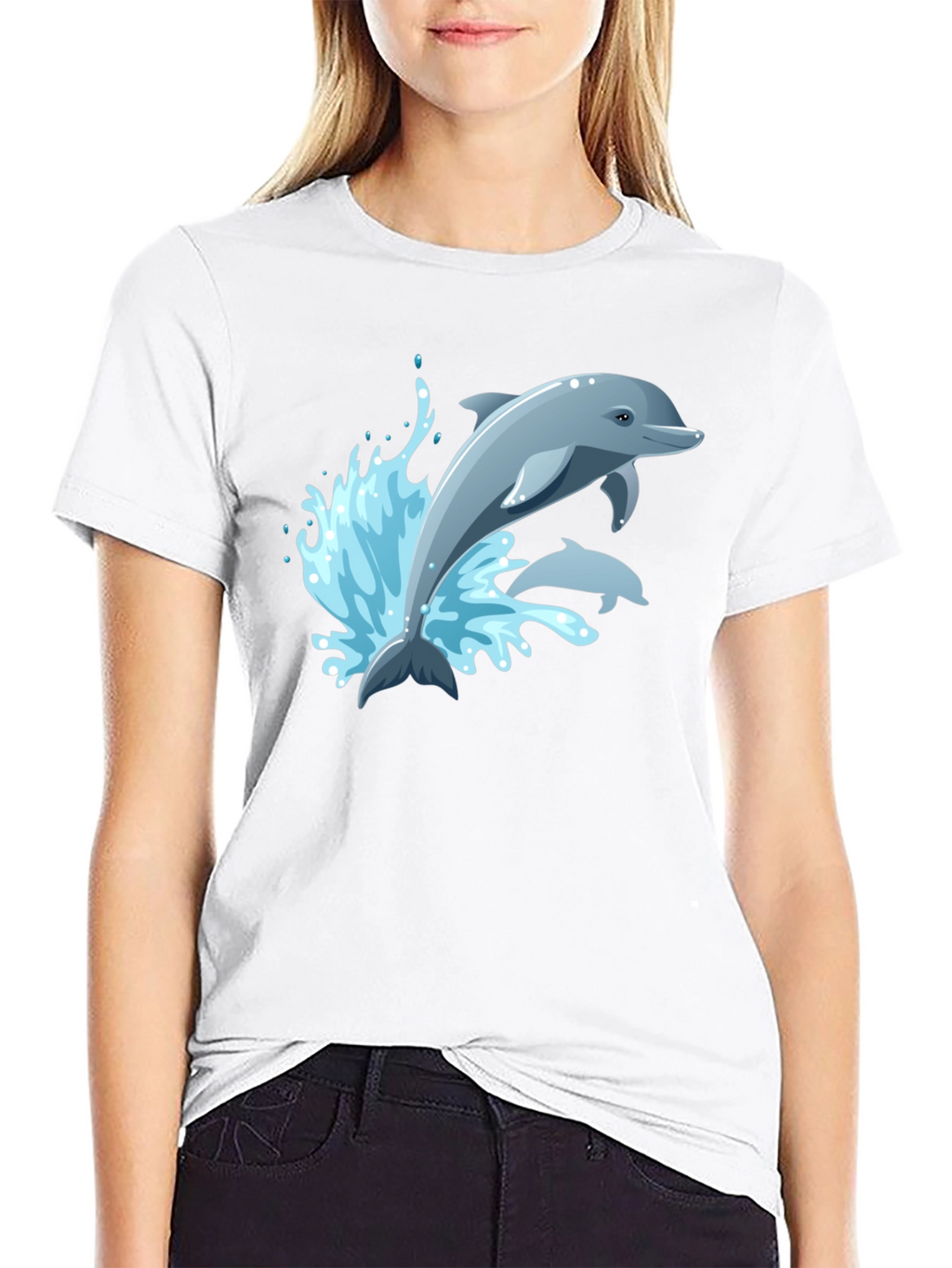 Dolphin Graphic T-Shirt - Black Cotton Tee