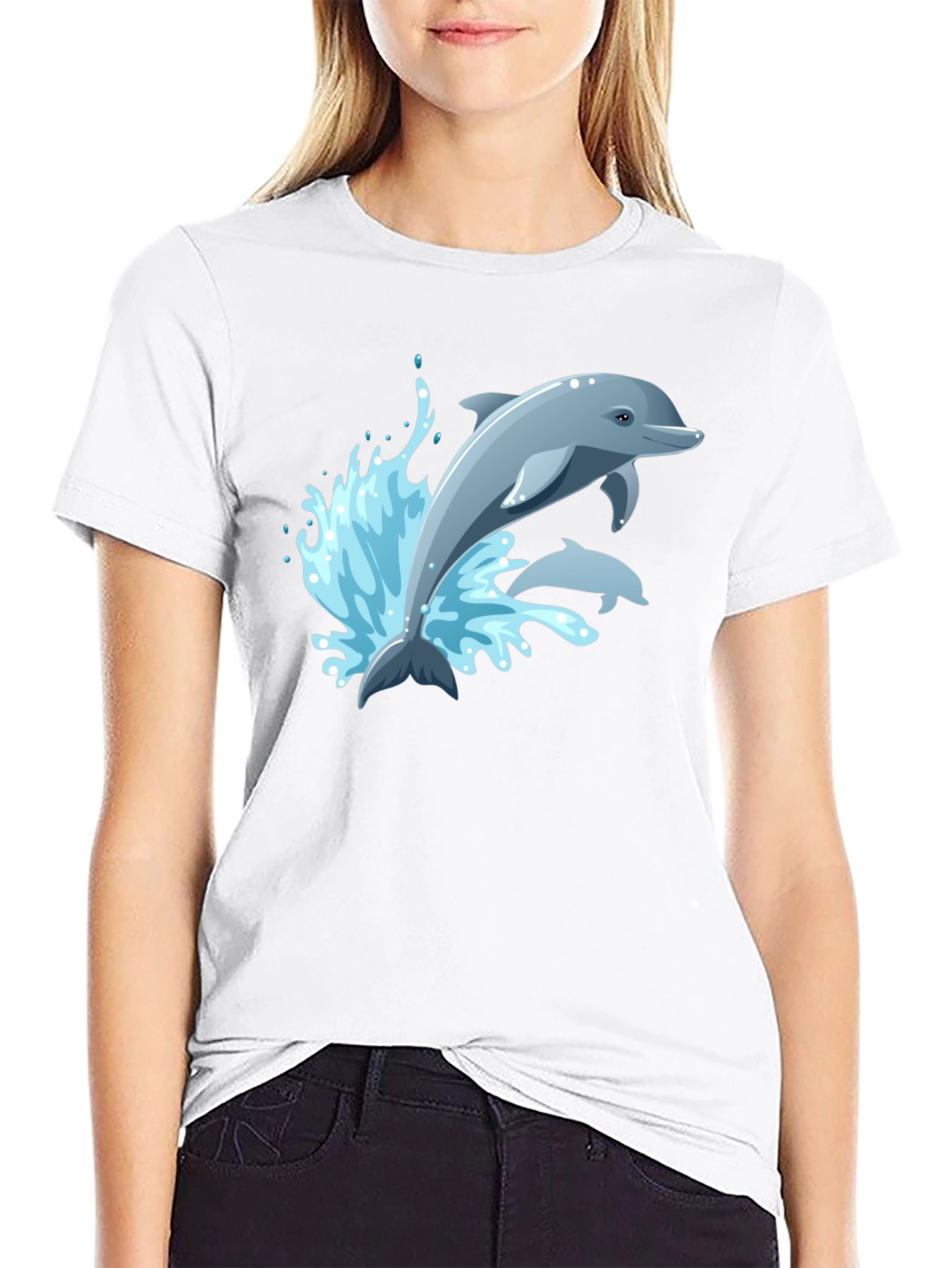 Dolphin Graphic T-Shirt - Black Cotton Tee