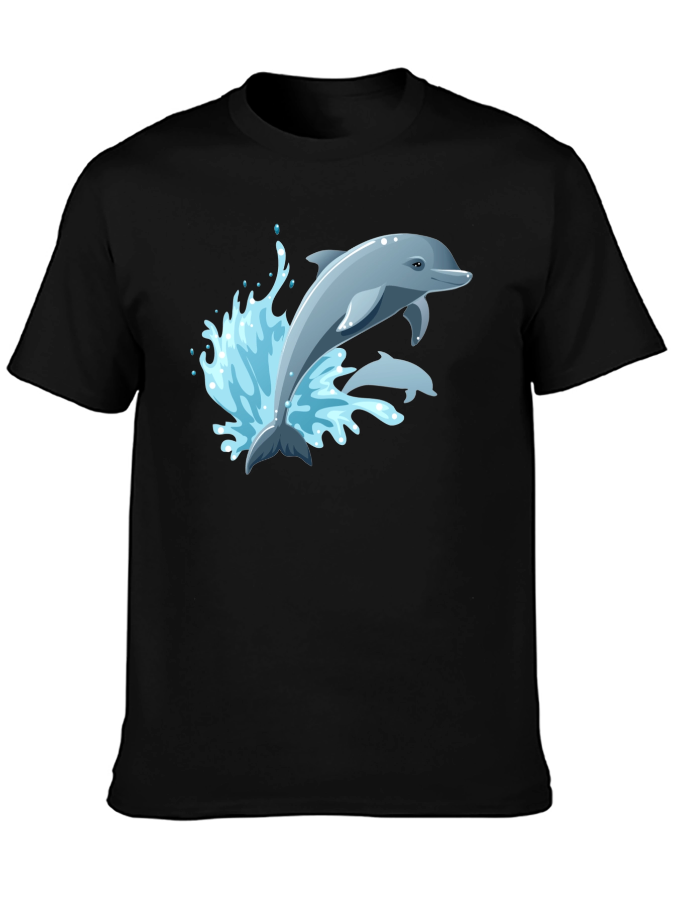 Dolphin Graphic T-Shirt - Black Cotton Tee