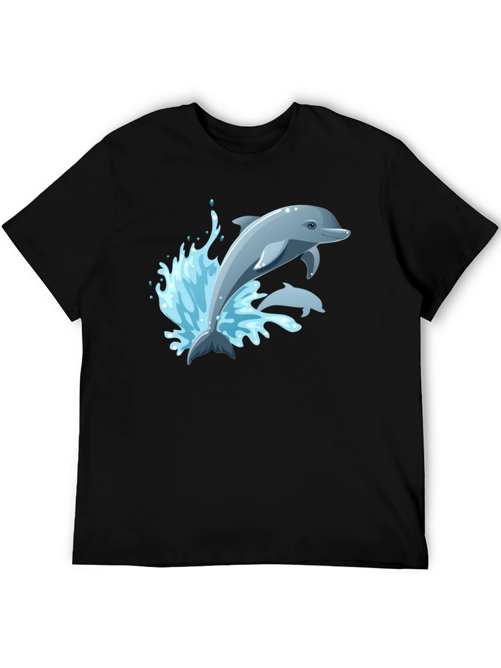Dolphin Graphic T-Shirt - Black Cotton Tee