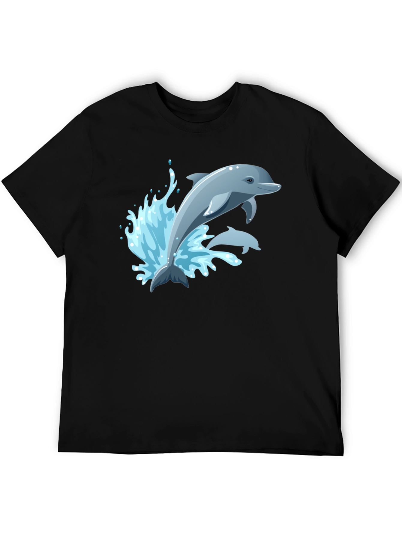 Dolphin Graphic T-Shirt - Black Cotton Tee