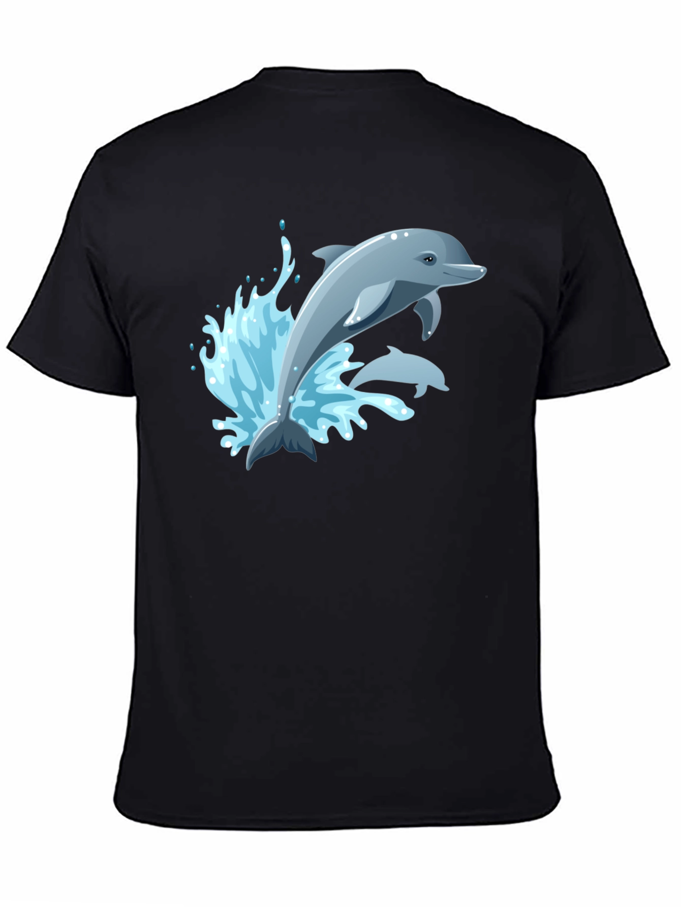 Dolphin Graphic T-Shirt - Black Cotton Tee