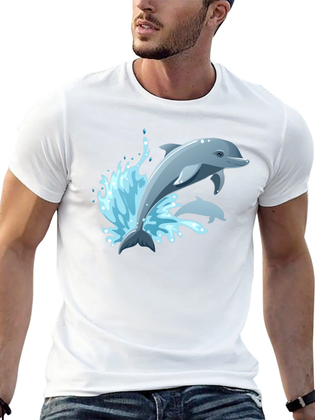 Dolphin Graphic T-Shirt - Black Cotton Tee
