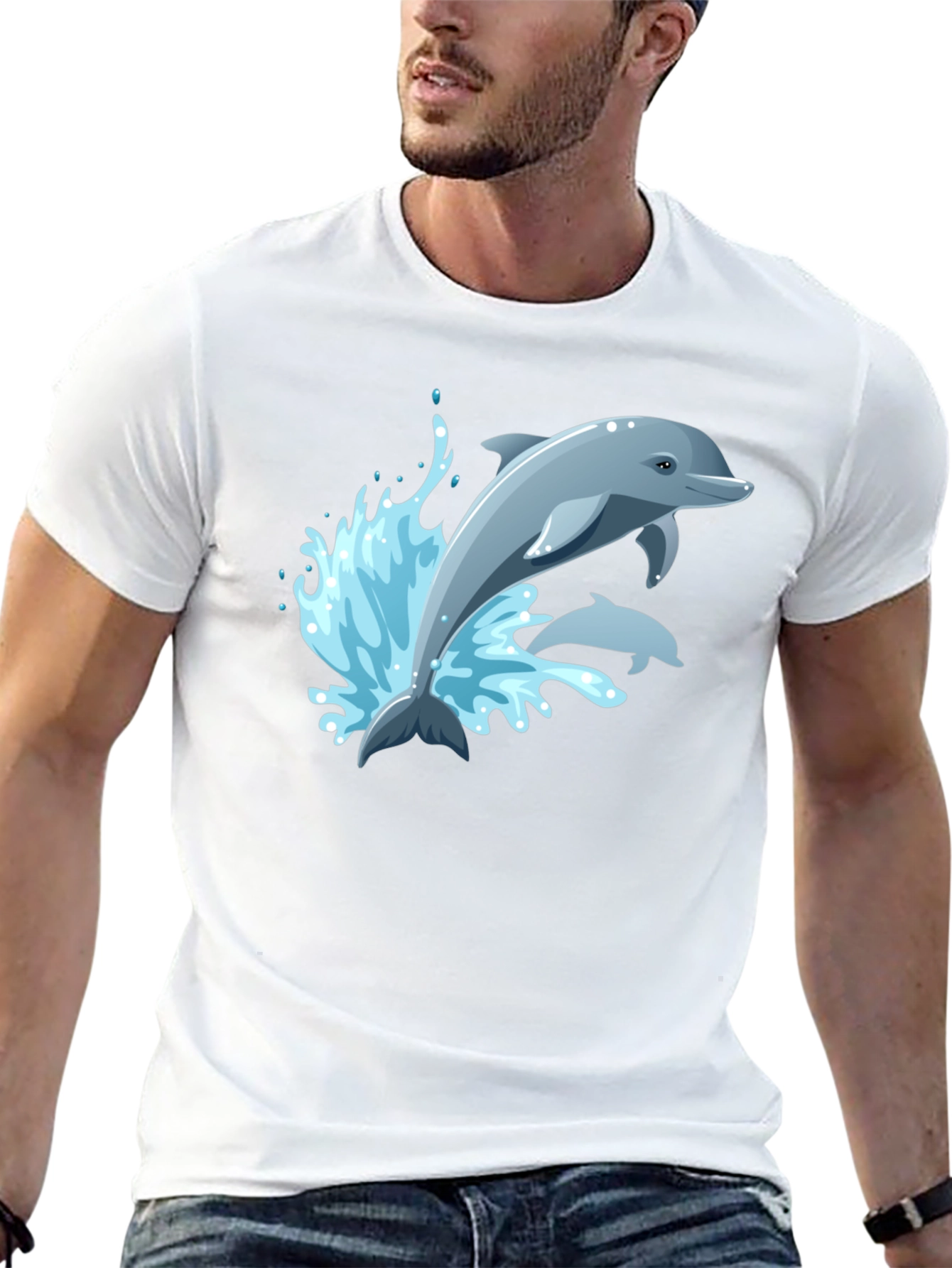 Dolphin Graphic T-Shirt - Black Cotton Tee