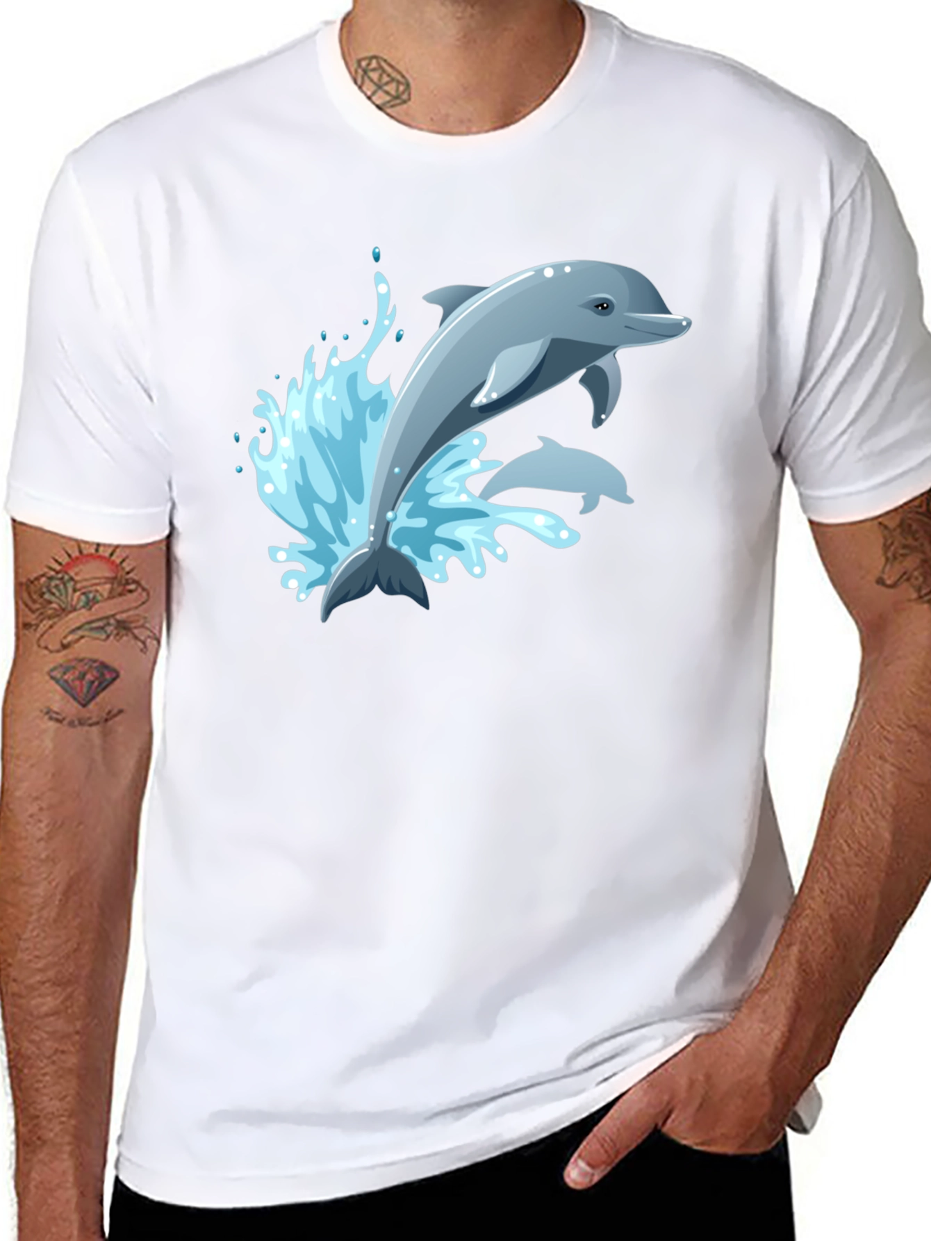 Dolphin Graphic T-Shirt - Black Cotton Tee