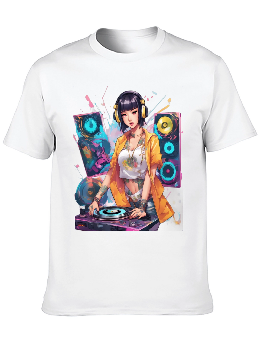 DJ Anime Girl Graphic T-Shirt