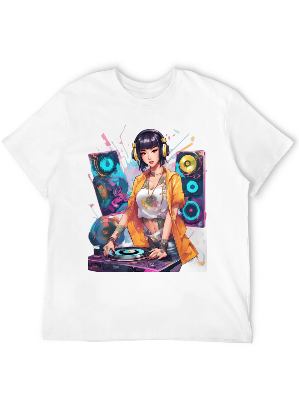 DJ Anime Girl Graphic T-Shirt