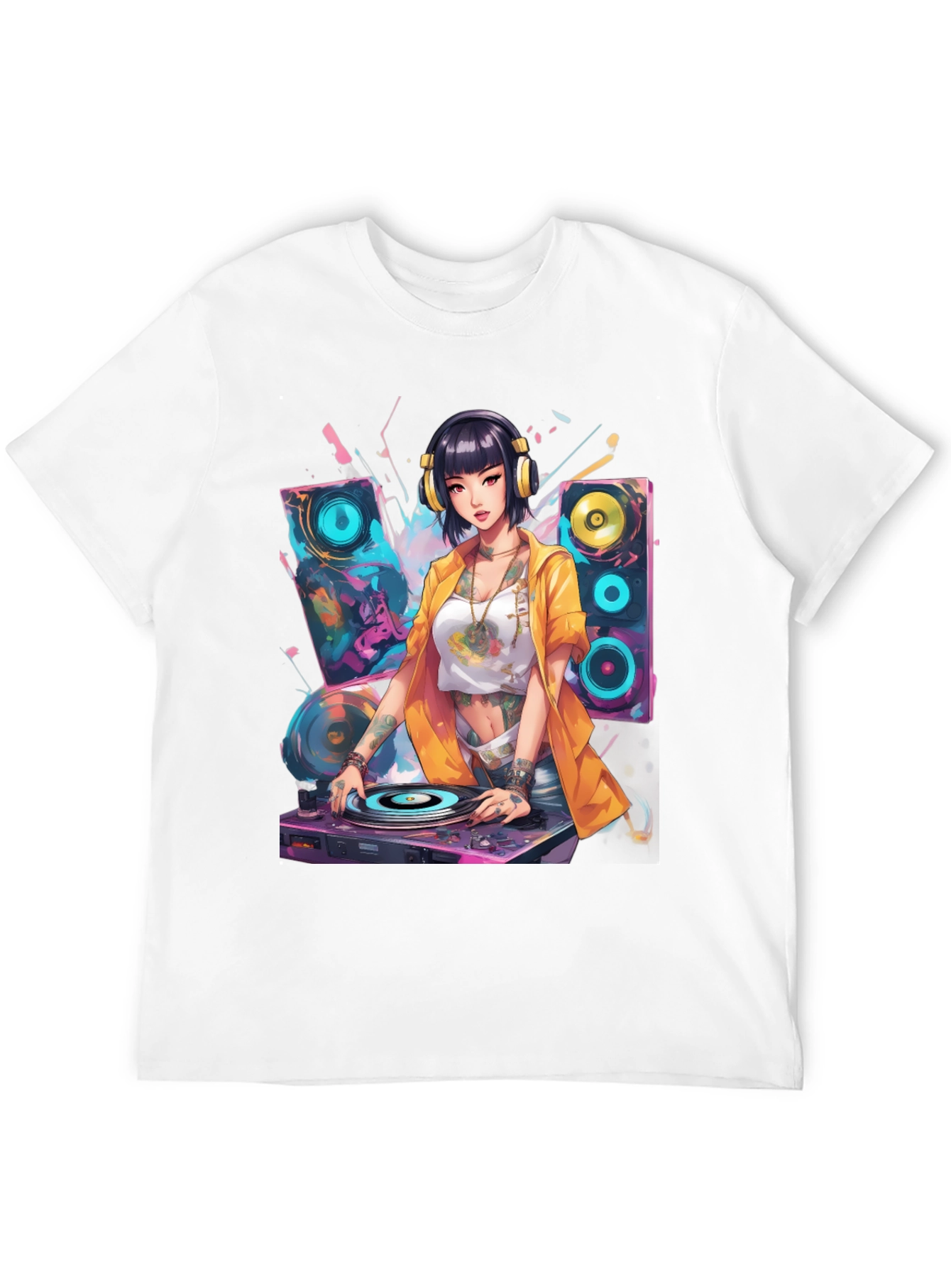 DJ Anime Girl Graphic T-Shirt