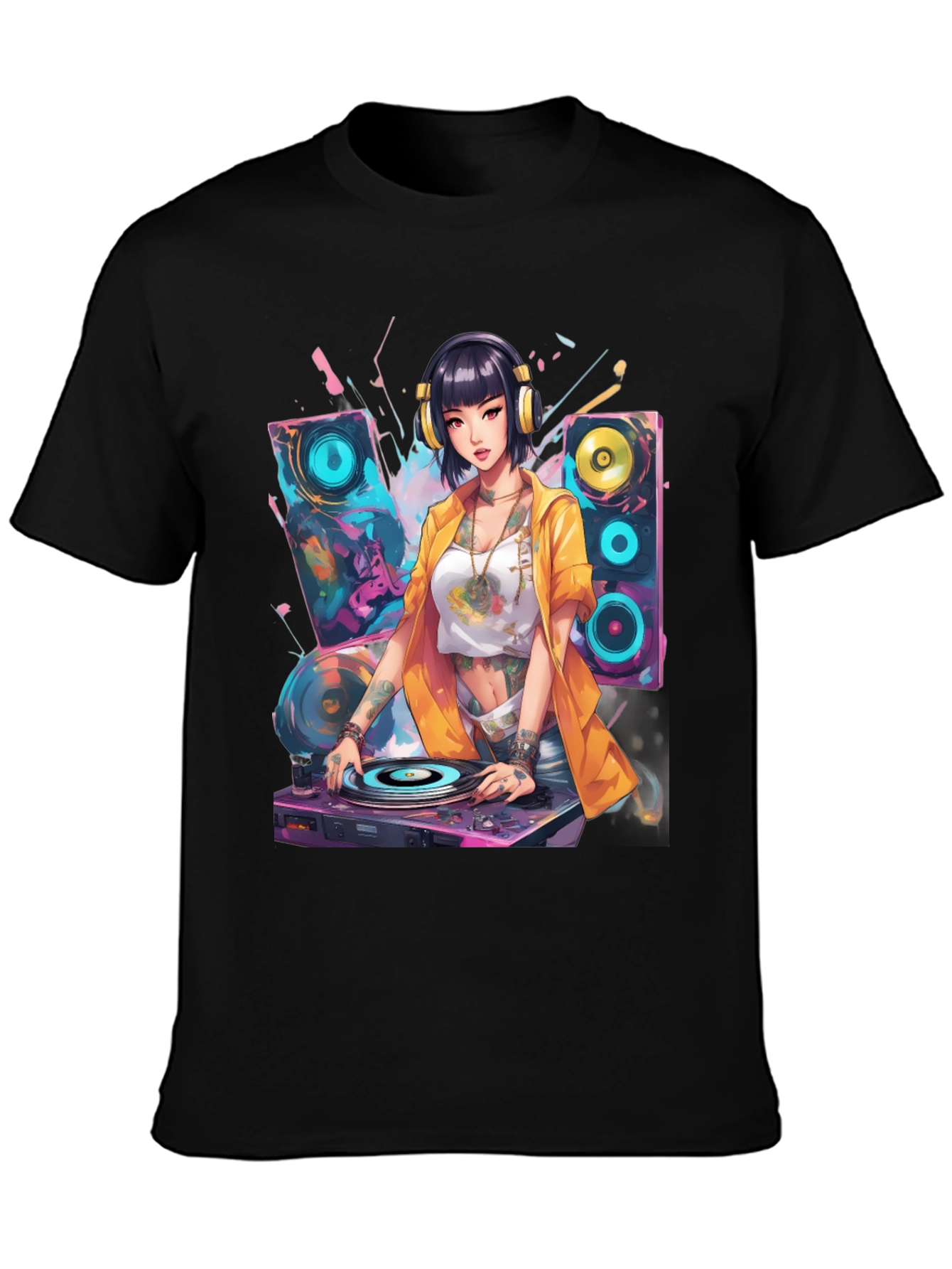 DJ Anime Girl Graphic T-Shirt