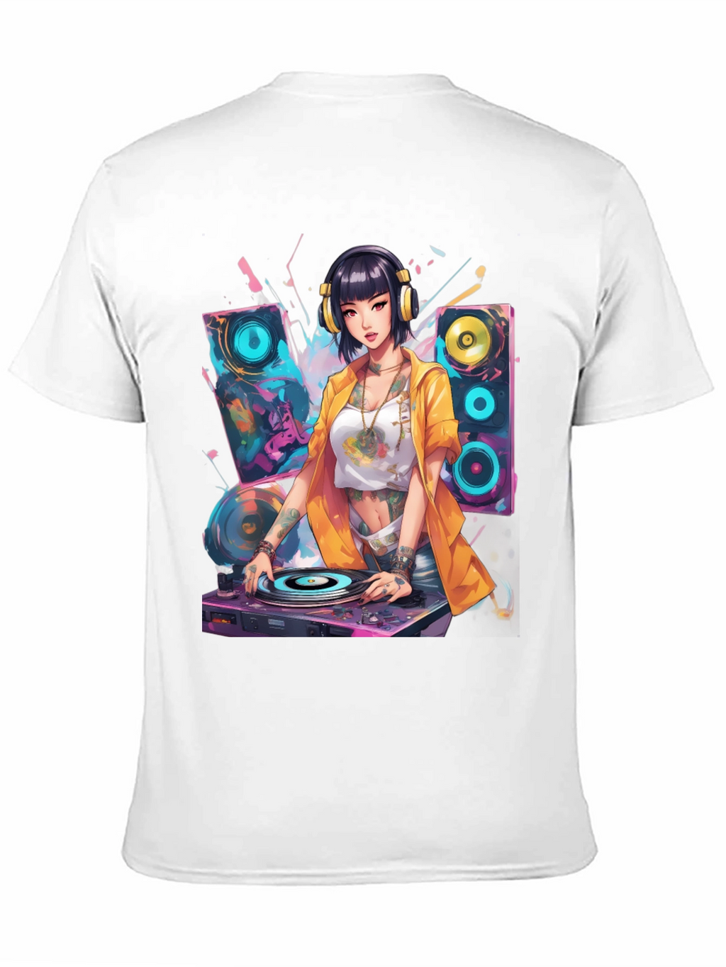 DJ Anime Girl Graphic T-Shirt