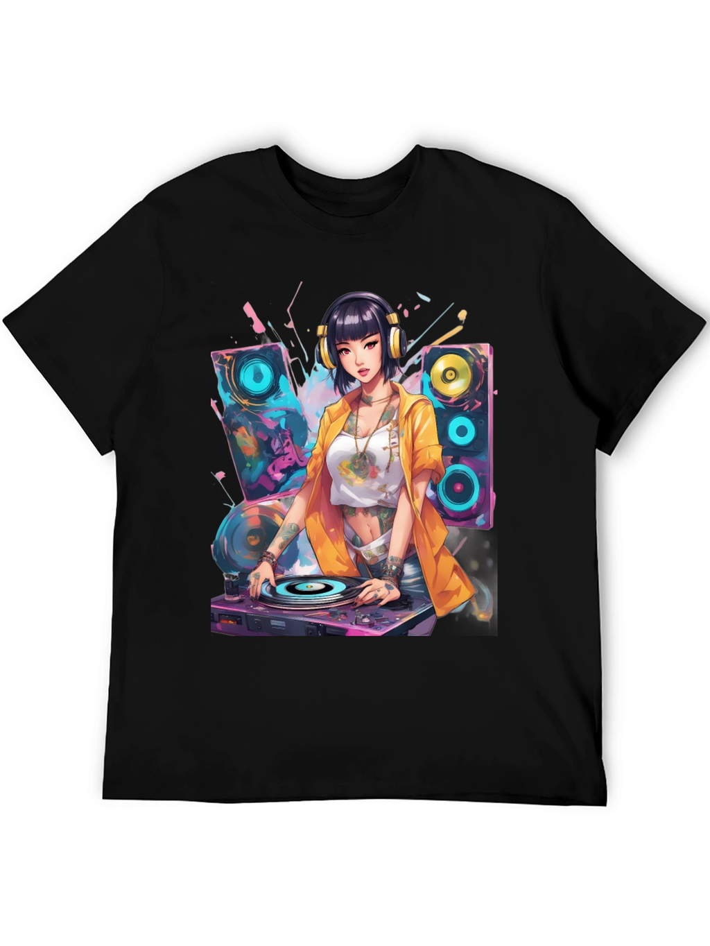 DJ Anime Girl Graphic T-Shirt