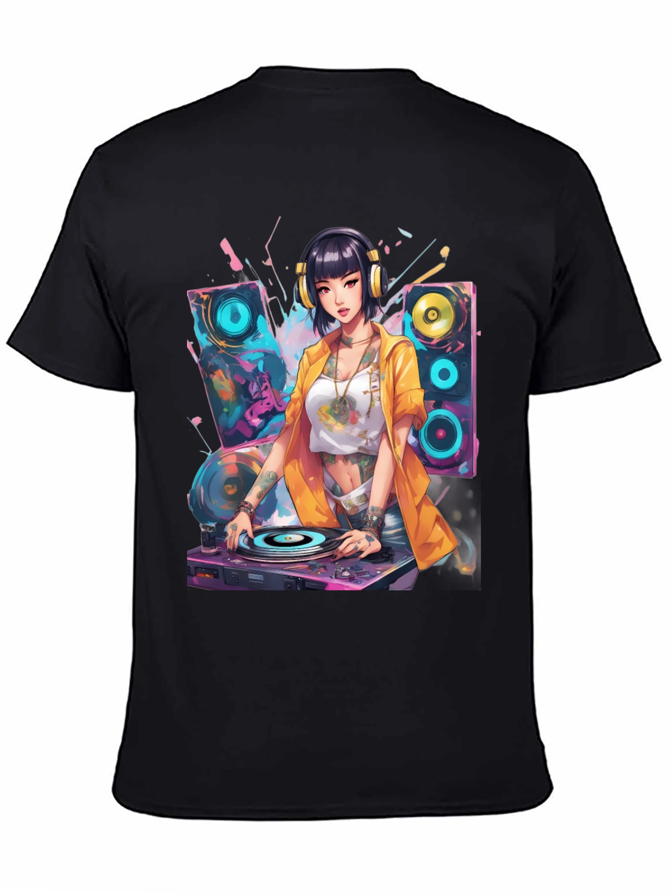 DJ Anime Girl Graphic T-Shirt