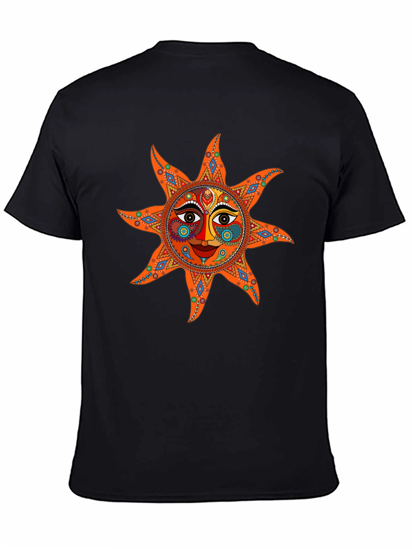 Unique Sun Graphic Tee - Black Cotton Blend