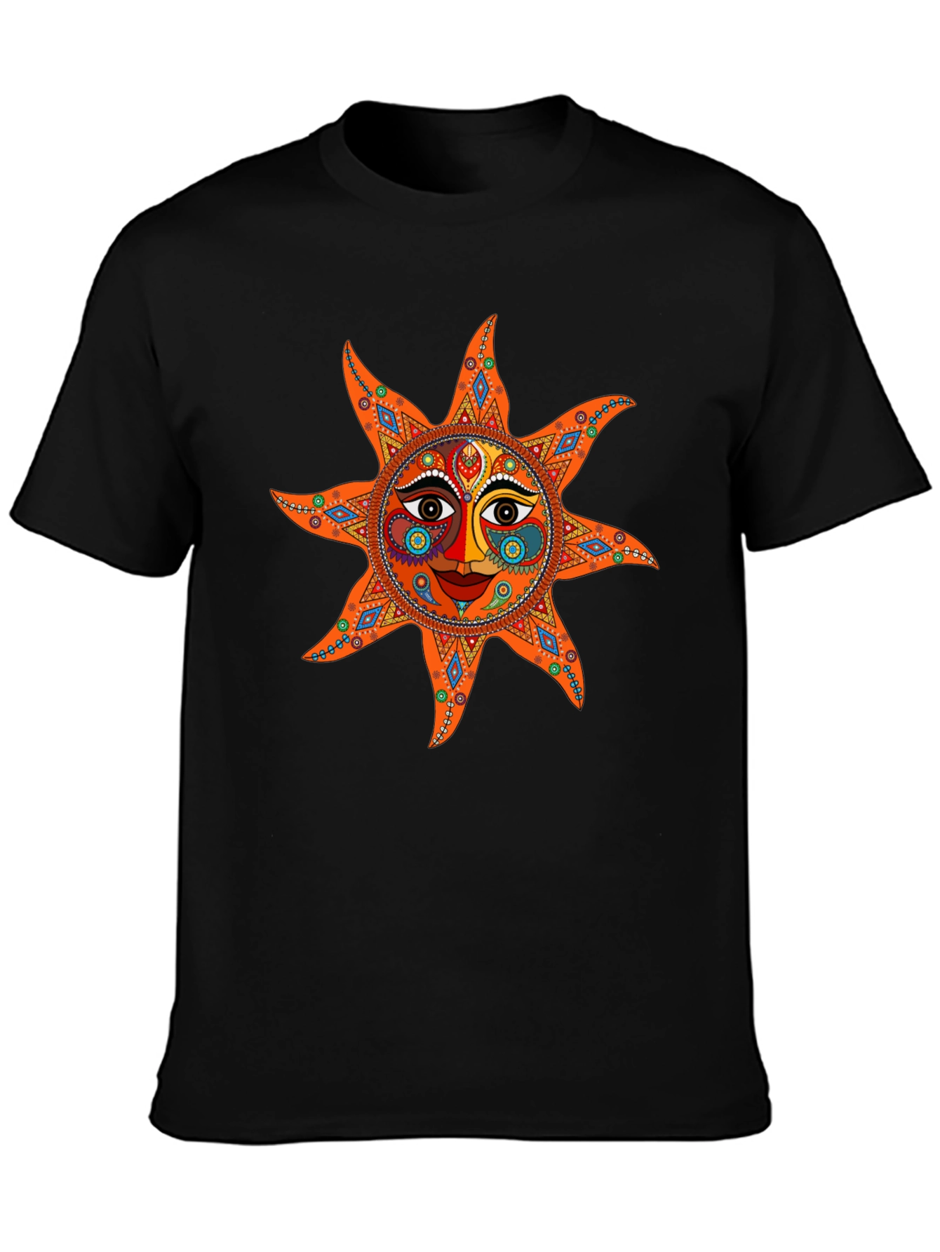 Unique Sun Graphic Tee - Black Cotton Blend