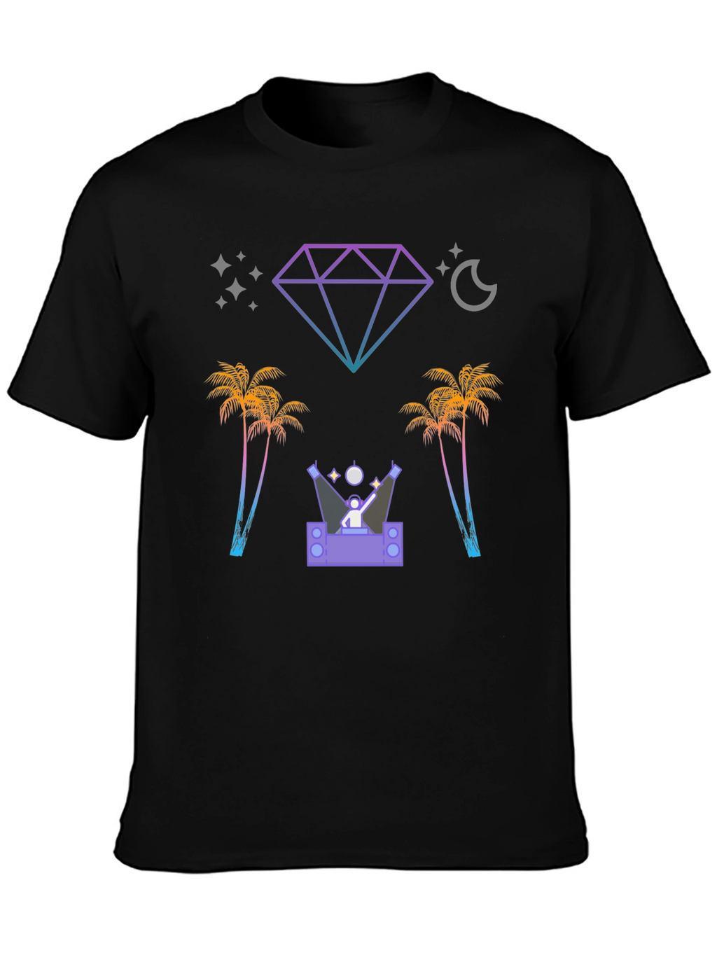 Retro Miami Nightlife Black Graphic Tee