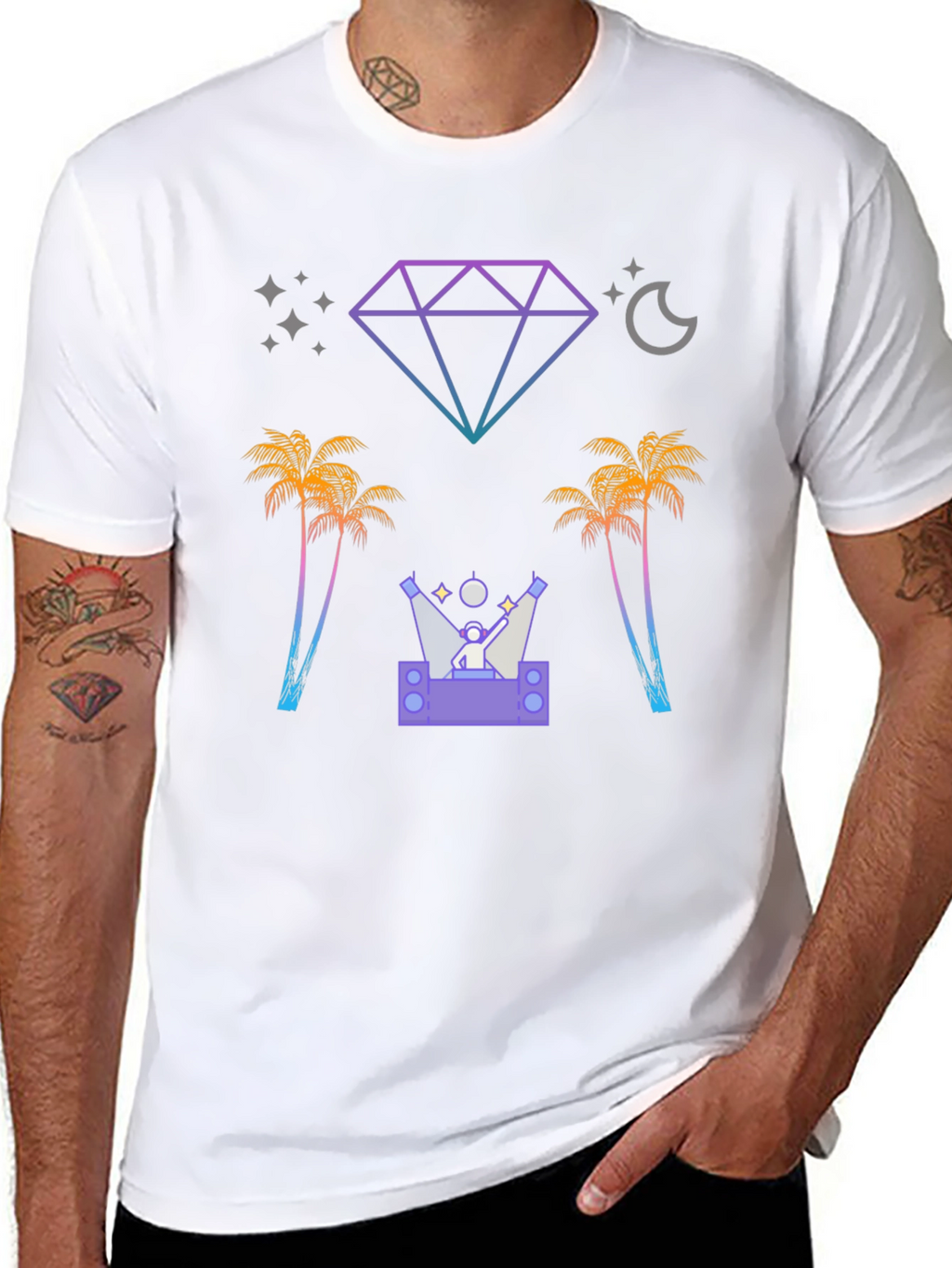 Retro Miami Nightlife Black Graphic Tee
